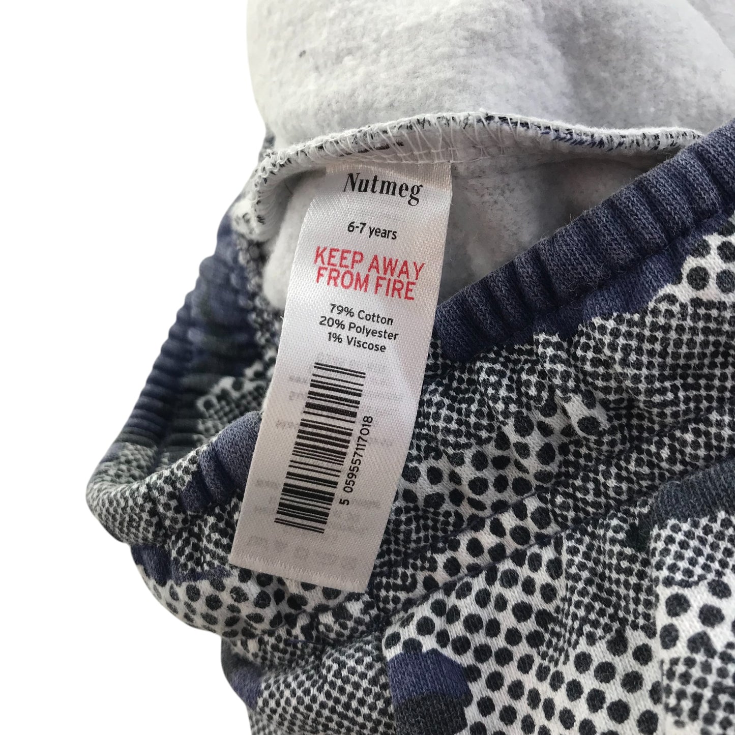 Nutmeg shorts 6-7 years grey and navy camo design jersey