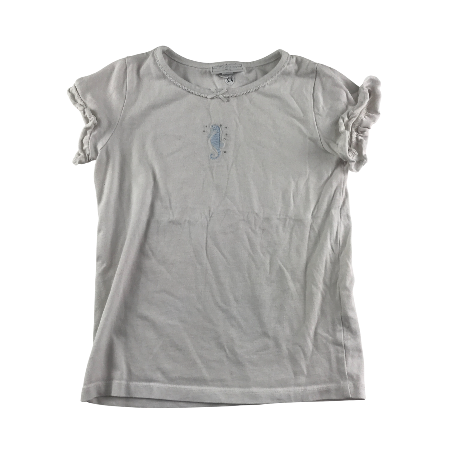 The Little White Company T-Shirt 5-6 Years White Seahorse Pattern Cotton