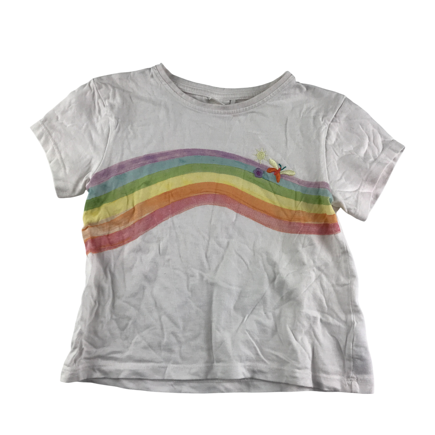 Next T-Shirt 5-6 Years White Rainbow Pattern Cotton