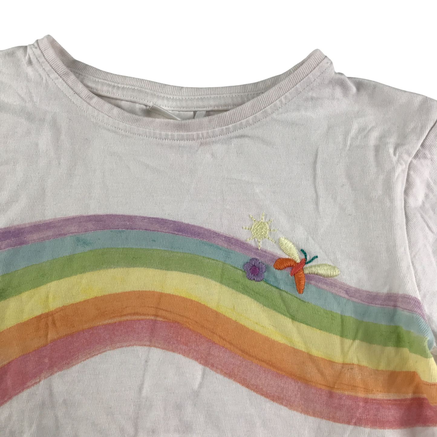 Next T-Shirt 5-6 Years White Rainbow Pattern Cotton