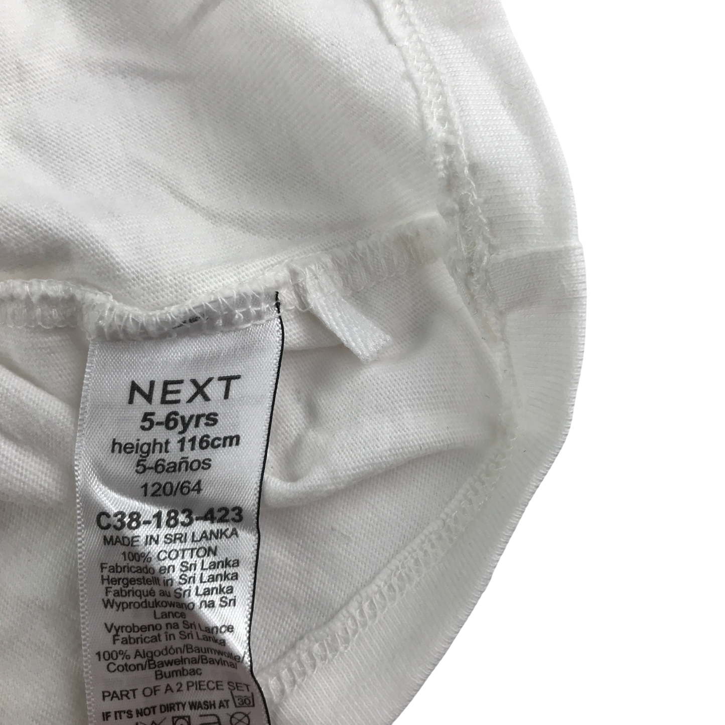 Next T-Shirt 5-6 Years White Rainbow Pattern Cotton
