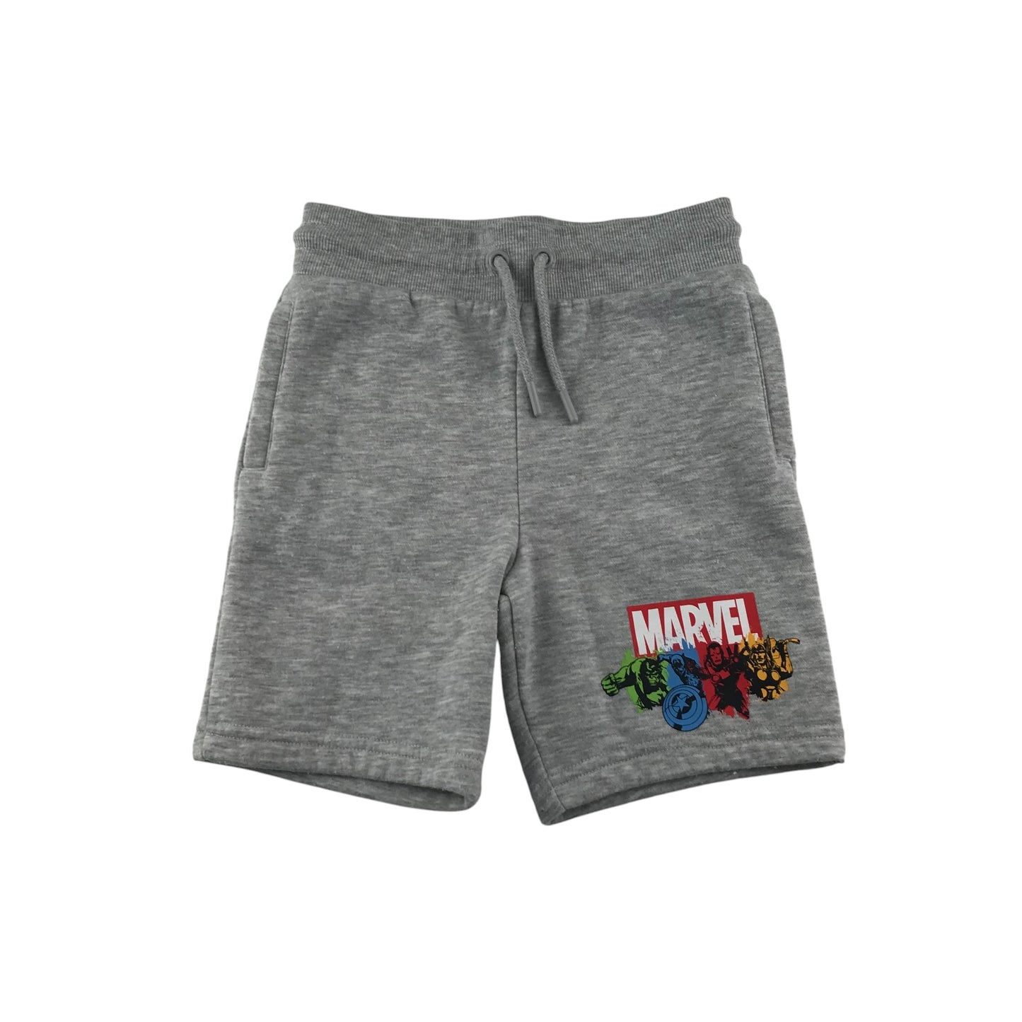 Primark shorts 7-8 years light grey marvel graphic print design jersey