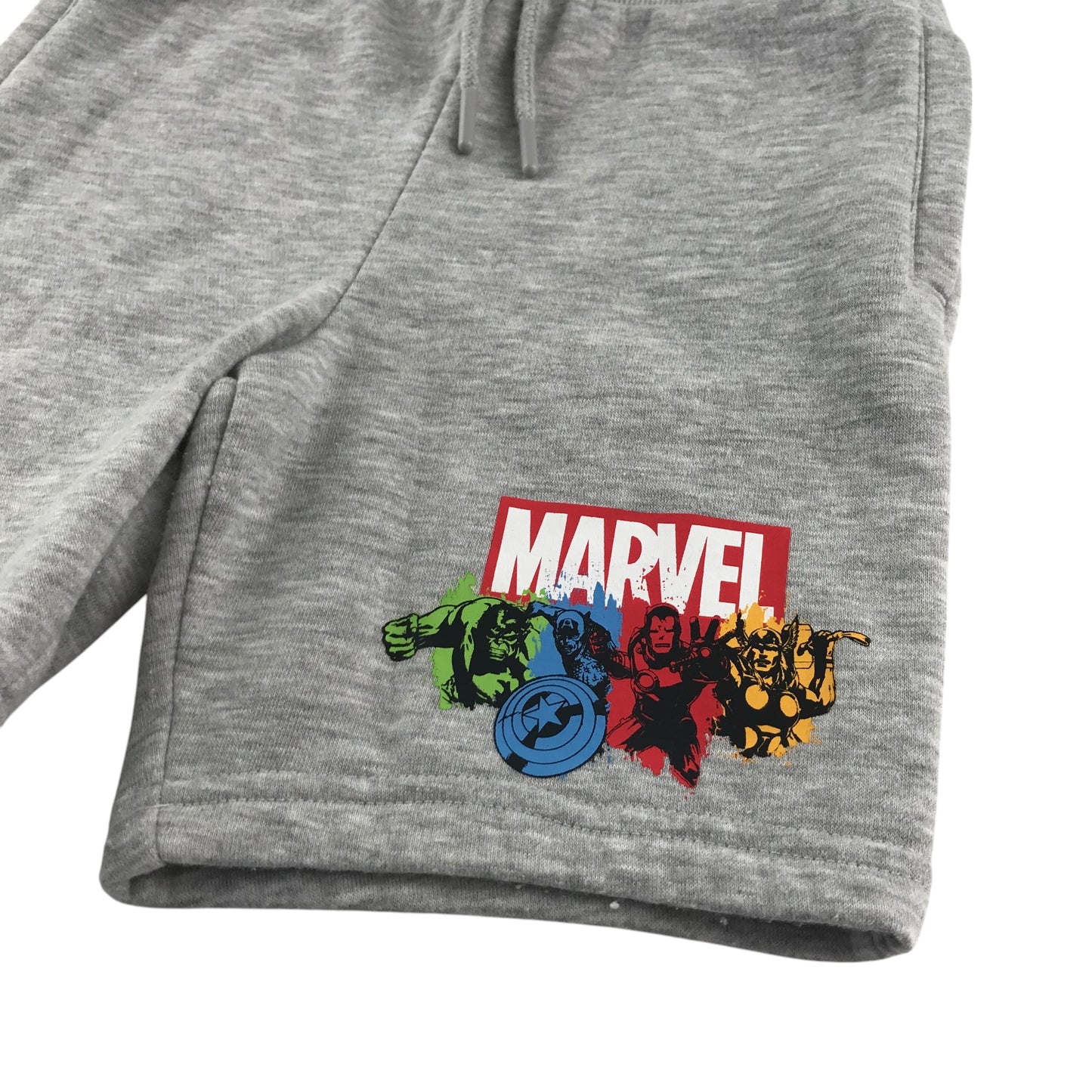 Primark shorts 7-8 years light grey marvel graphic print design jersey