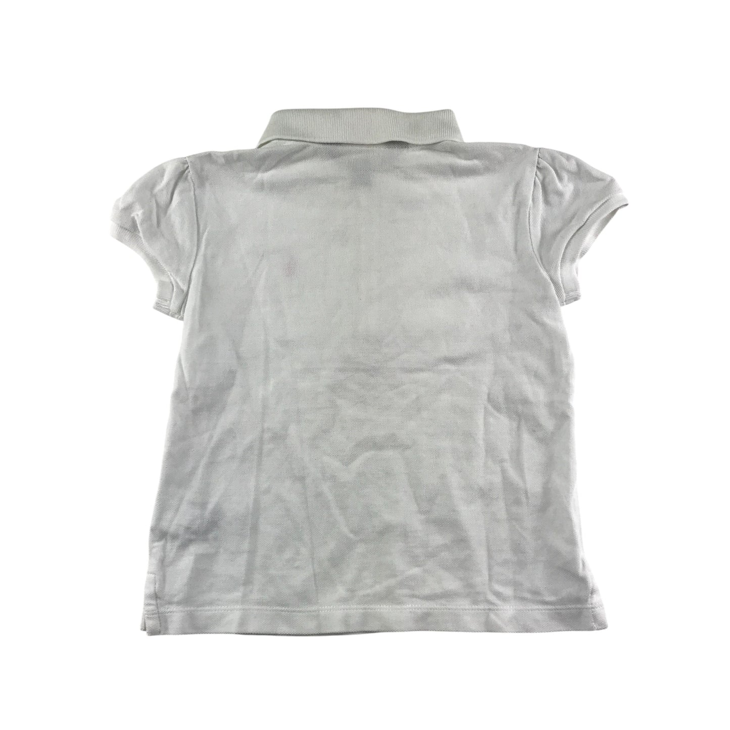 Ralph Lauren Polo Shirt 5-6 Years White with Frilled Collar and Pink Embroidered Logo Cotton