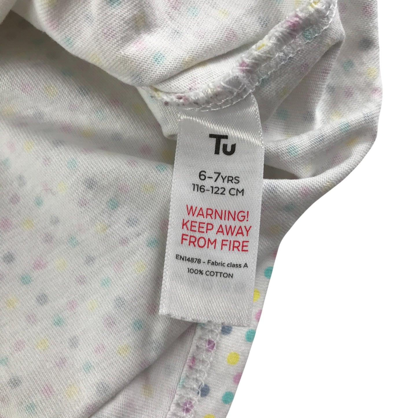 Tu T-Shirt 6-7 Years White with Multicoloured Dot Print