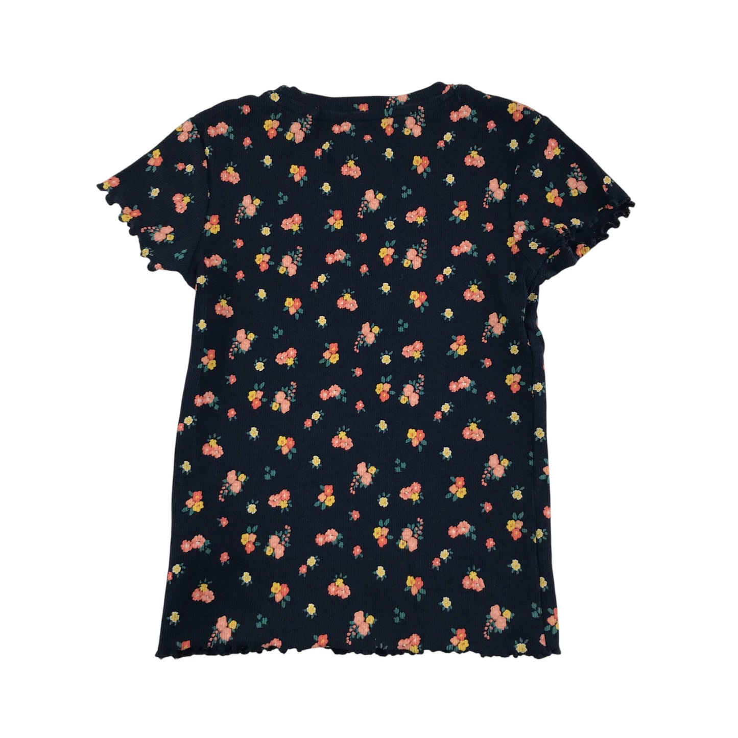 Next T-Shirt 5-6 Years Navy with Floral Print Ribbed Texture