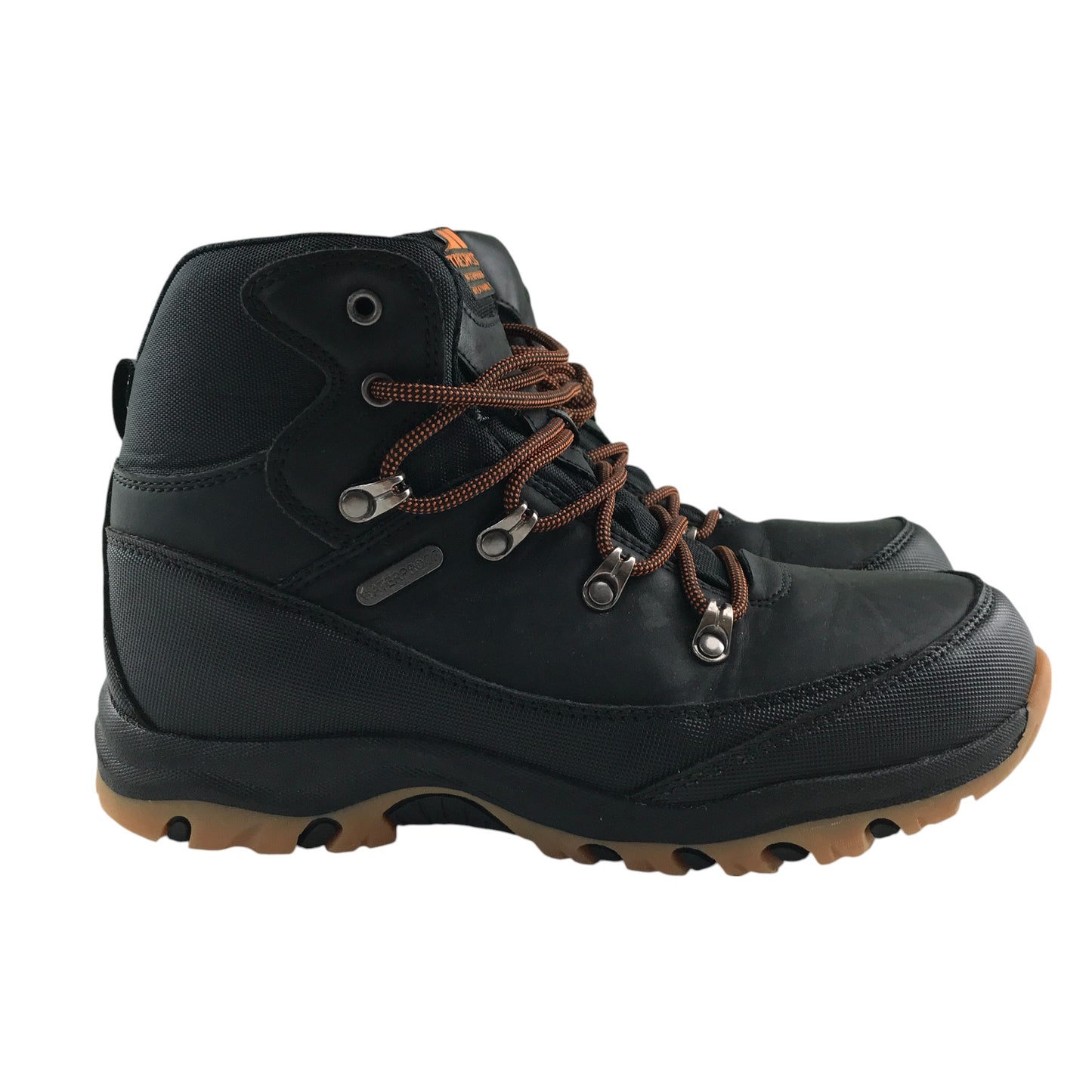 Trespass walking boots shoe size UK 5 black and brown with orange laces
