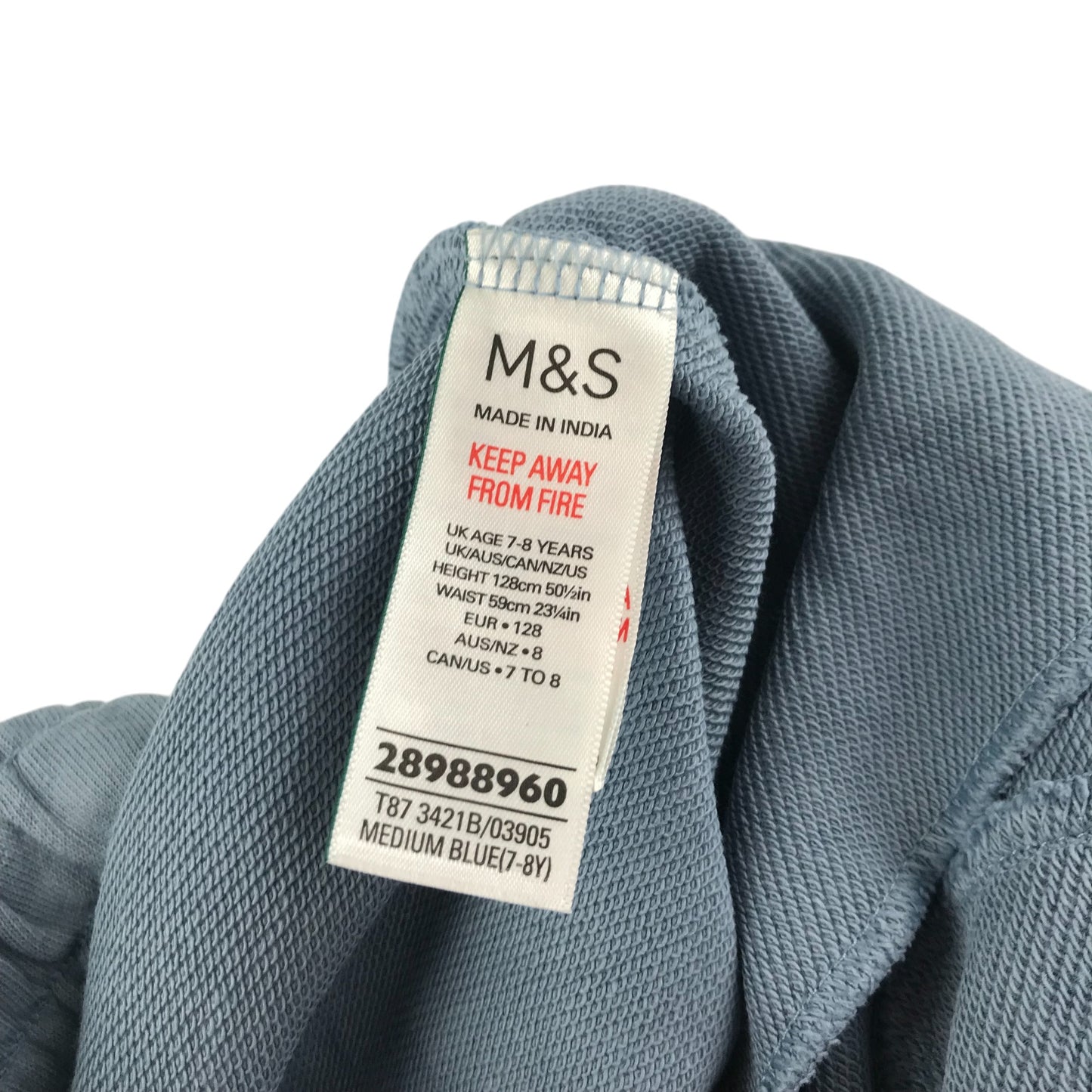 M&S shorts 7-8 years blue plain jersey material