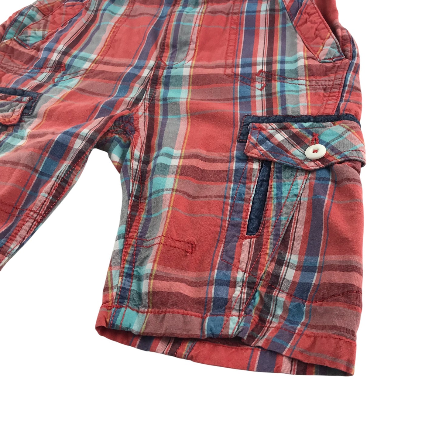 Next shorts 7-8 years red checked cargo style cotton