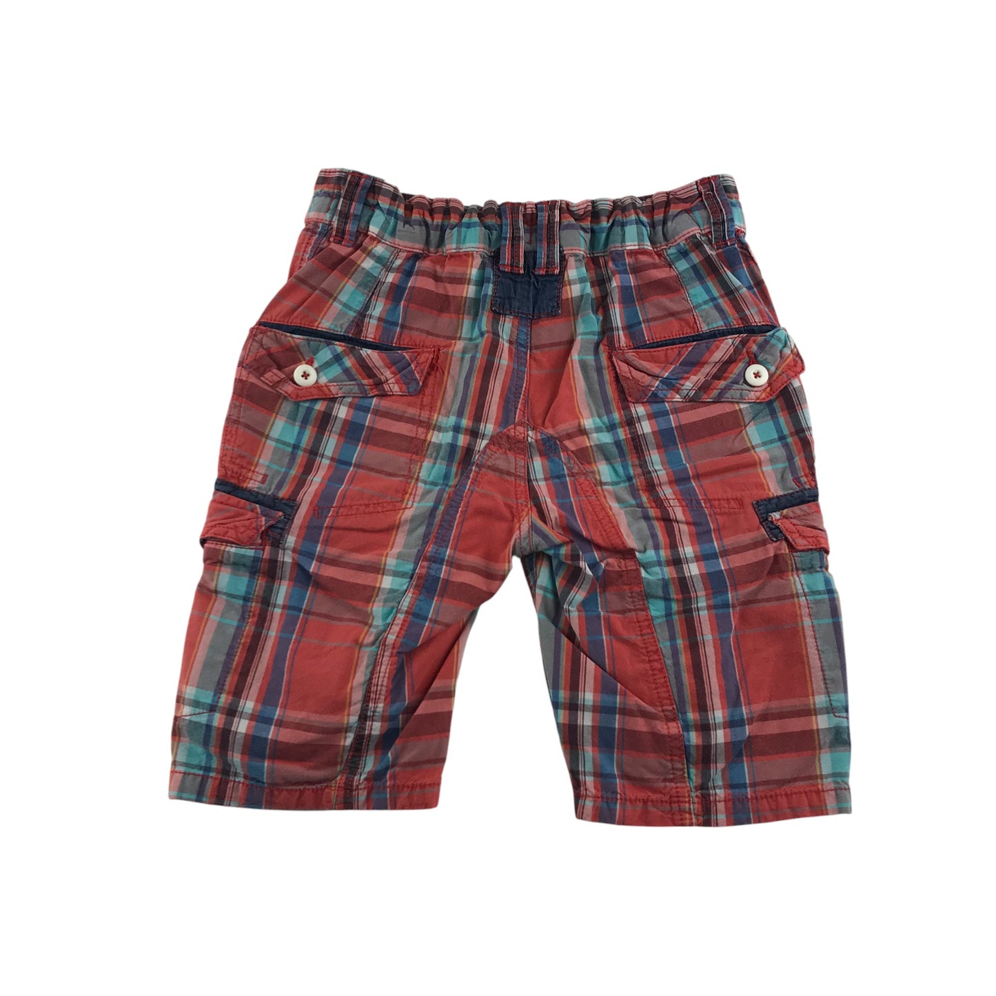 Next shorts 7-8 years red checked cargo style cotton