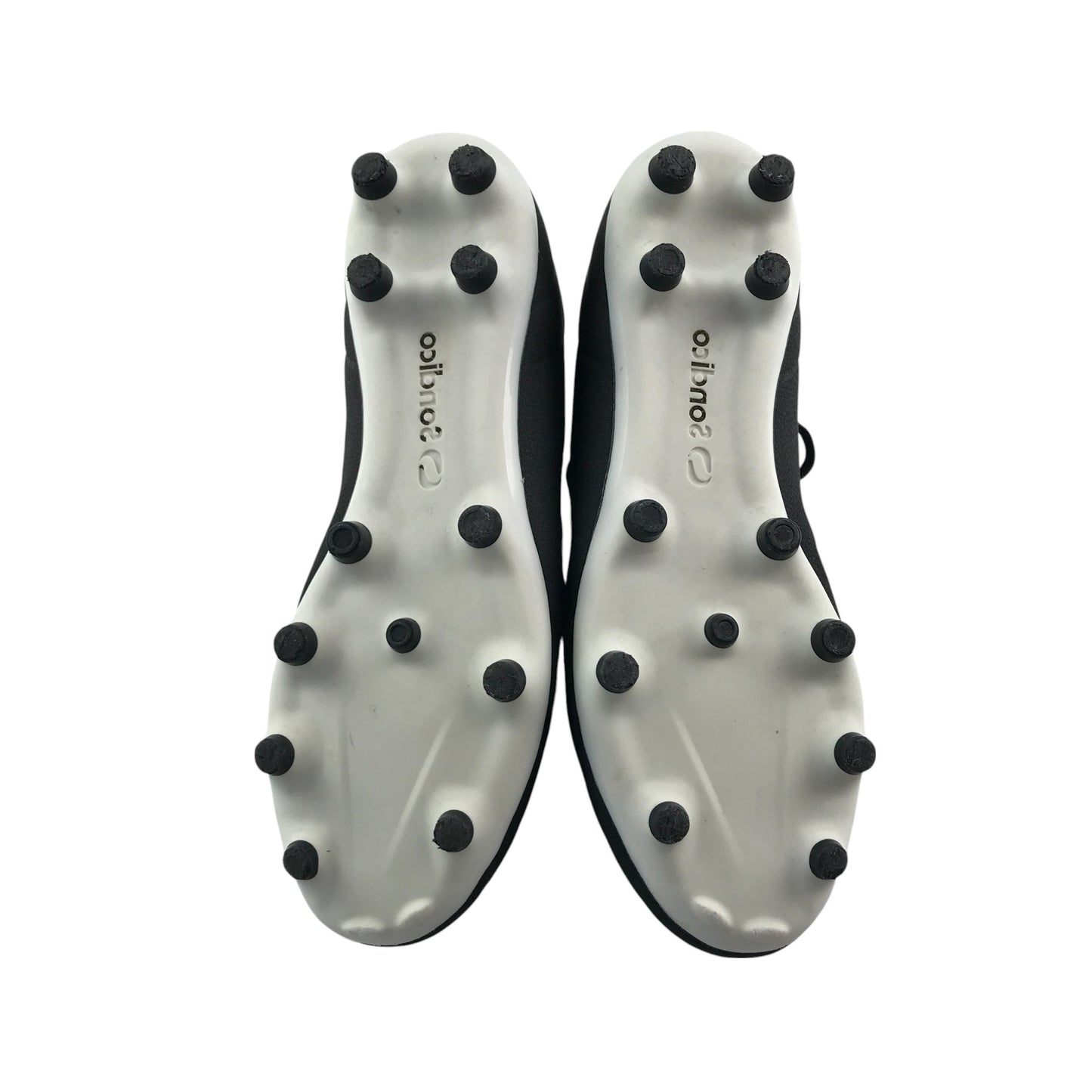 Decathlon Sondico football boots shoe size UK 3 black and white plastic moulded studs