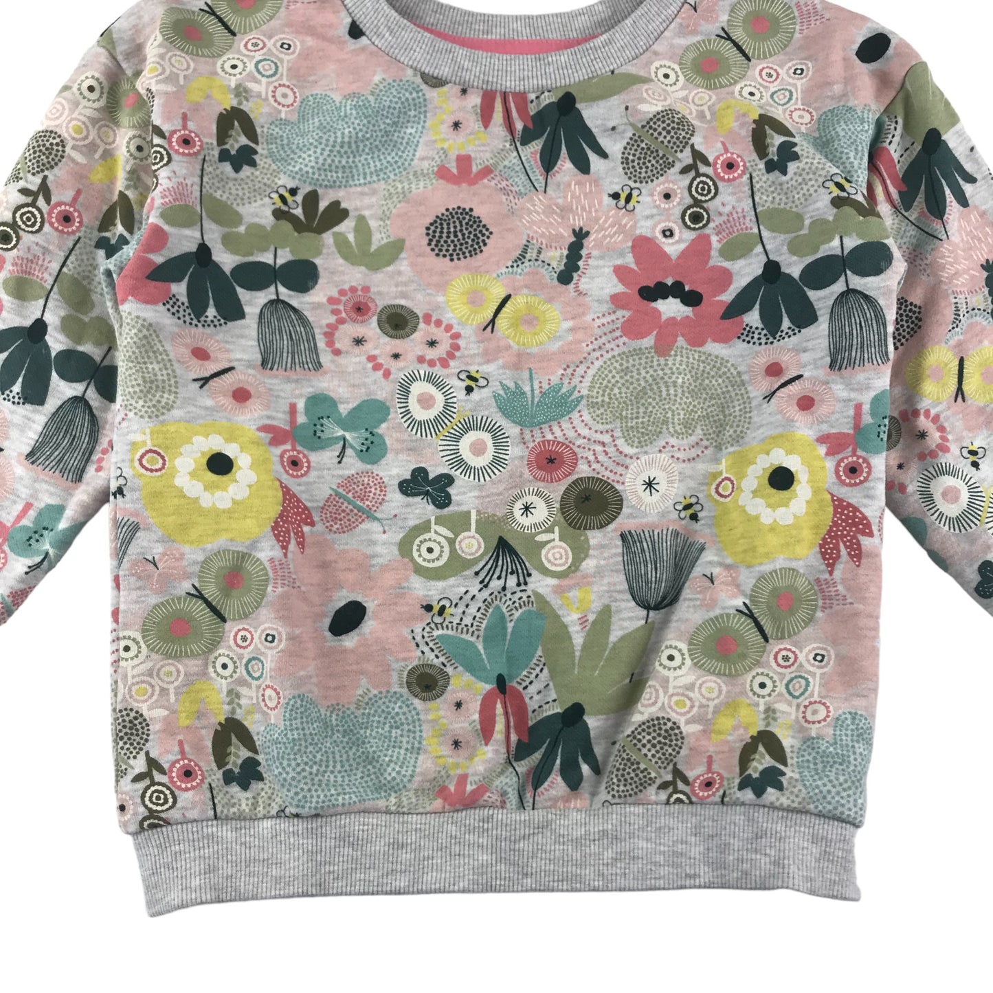 Nutmeg Sweater Age 6 Grey Graphic Floral Print Pattern