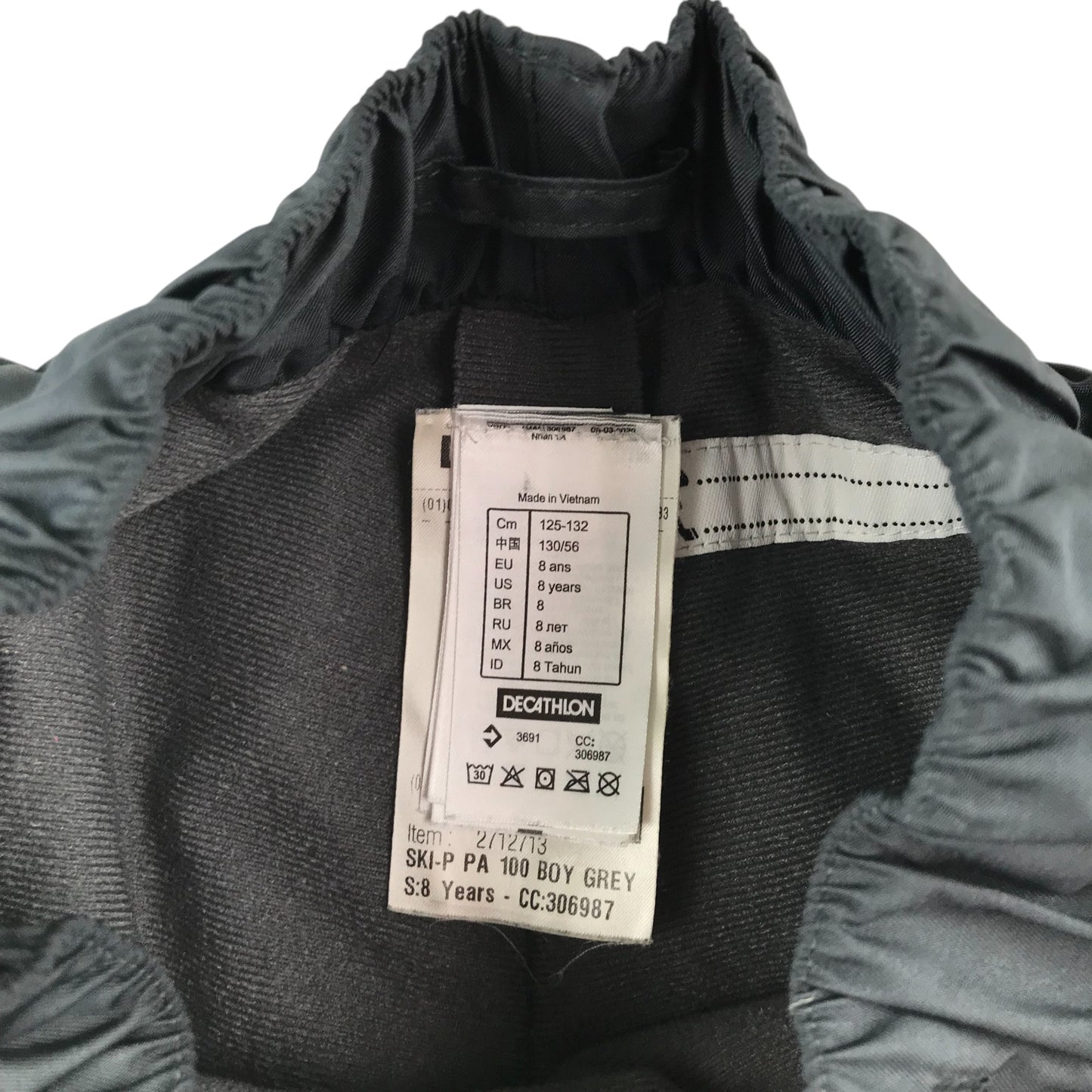 Decathlon Snow Trousers 7-8 years grey plain warm lining