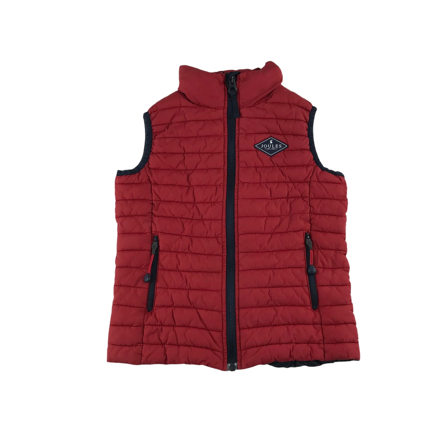 Joules Gilet 5-6 years red with navy detailing and logo
