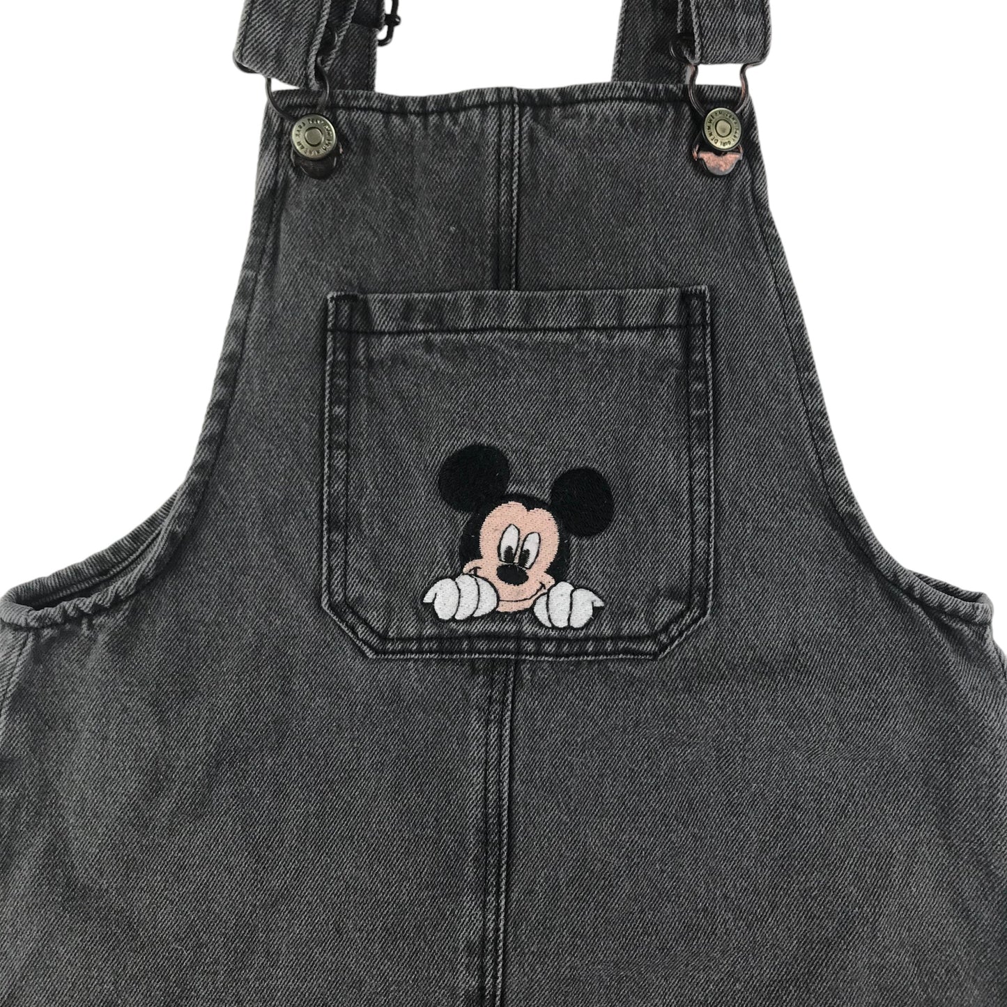 Zara Dungaree Dress Age 4 Dark Grey Mickey mouse Embroidery Cotton