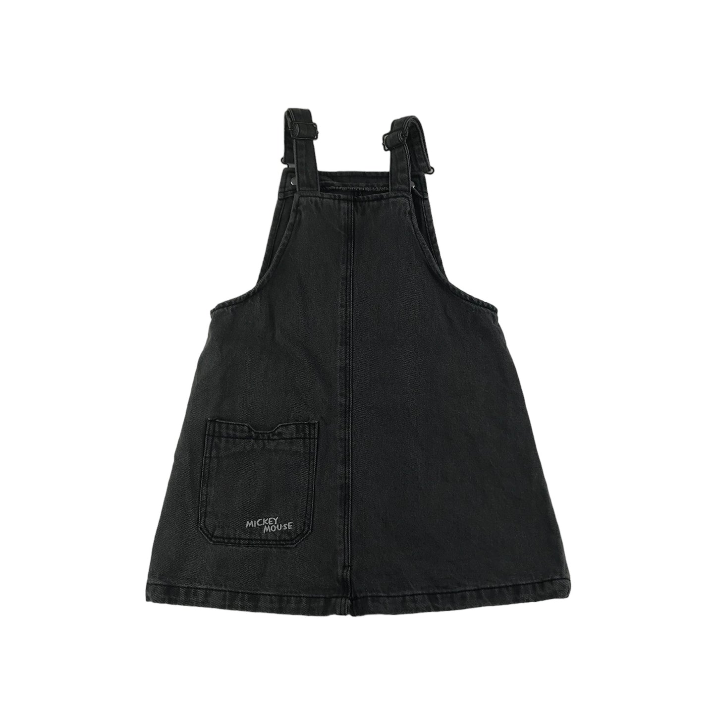 Zara Dungaree Dress Age 4 Dark Grey Mickey mouse Embroidery Cotton