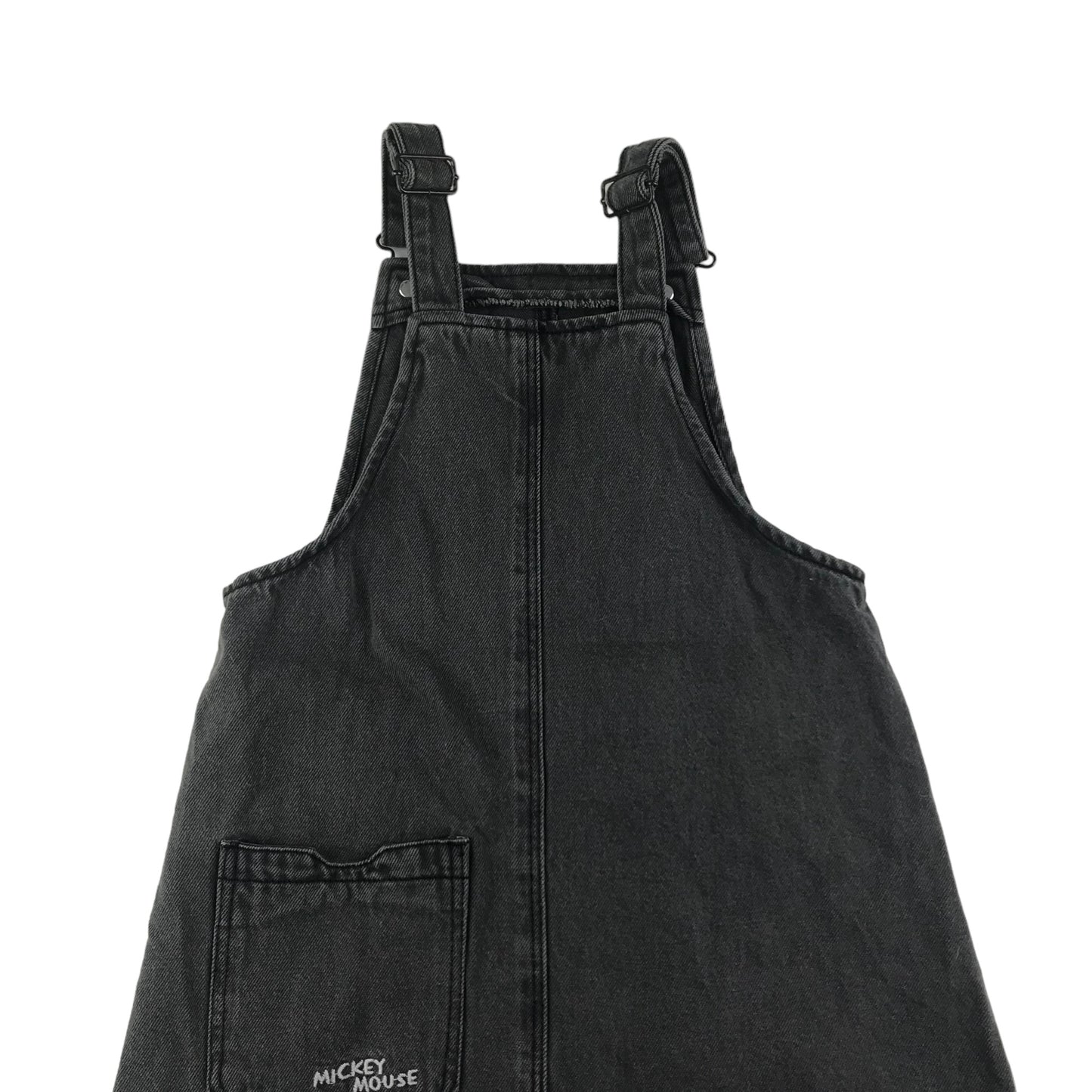 Zara Dungaree Dress Age 4 Dark Grey Mickey mouse Embroidery Cotton