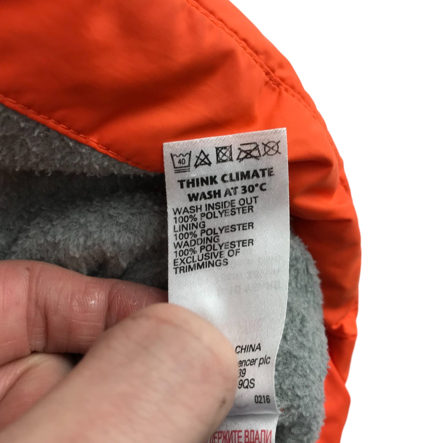 M&S Gilet 9-10 years orange fleece lined with black detailing