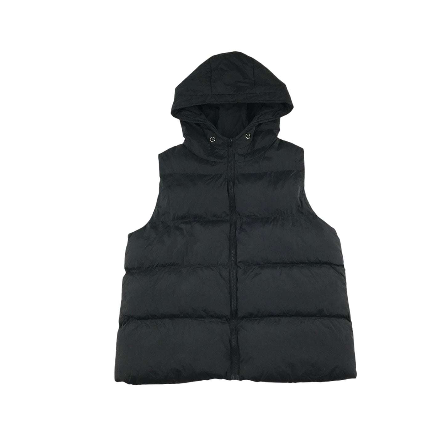 Shein Gilet women's M black plain puffer with hood