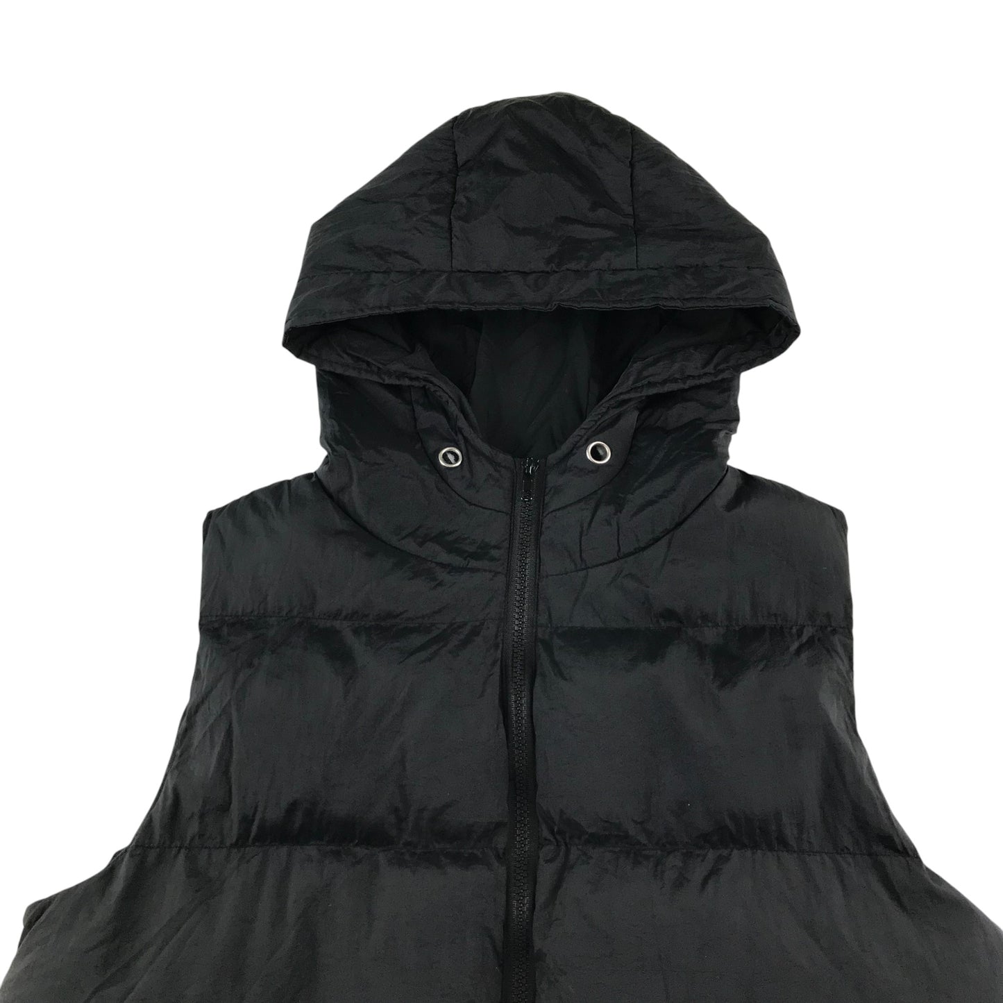 Shein Gilet women's M black plain puffer with hood
