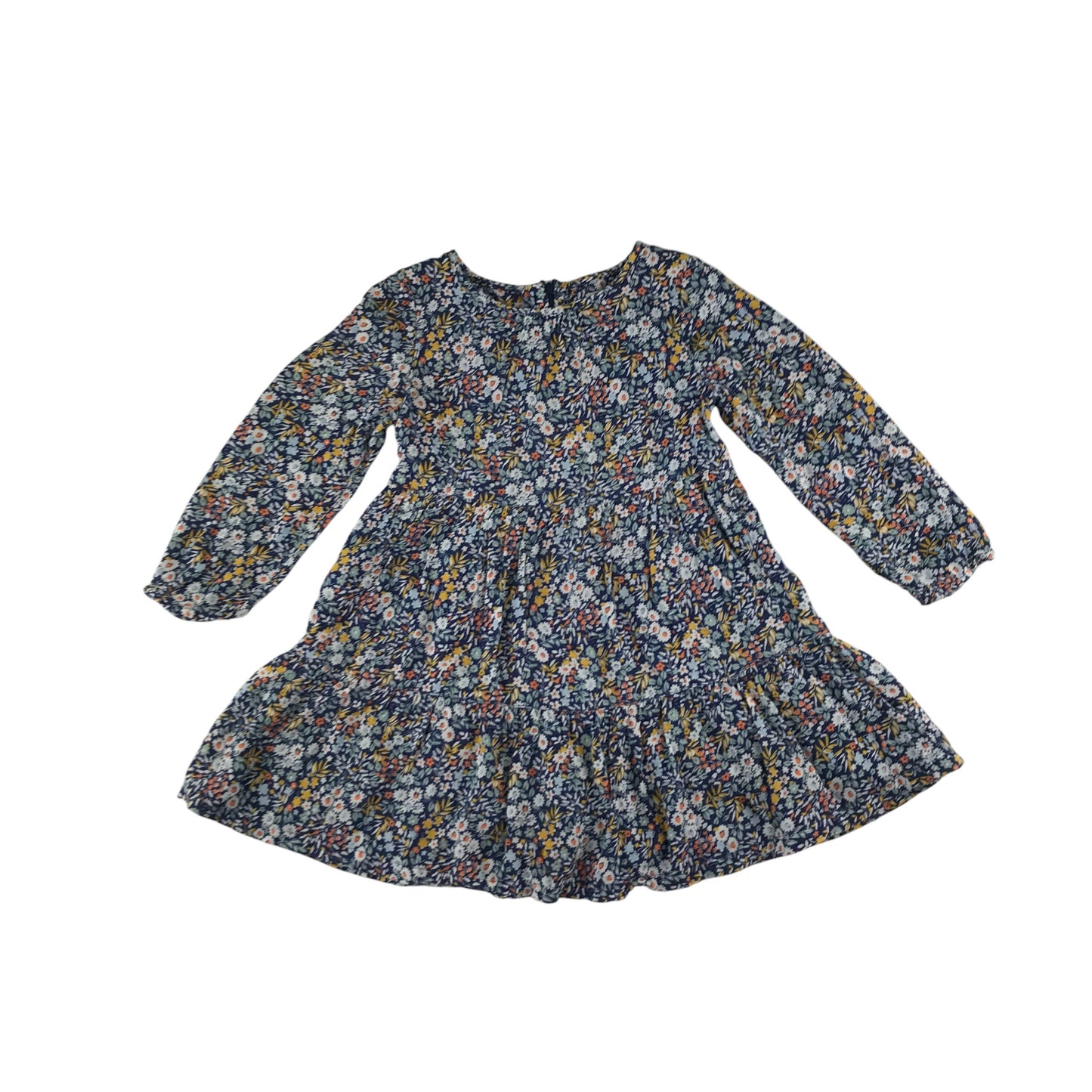 John Lewis dress 4-5 years navy and yellow floral long sleeve