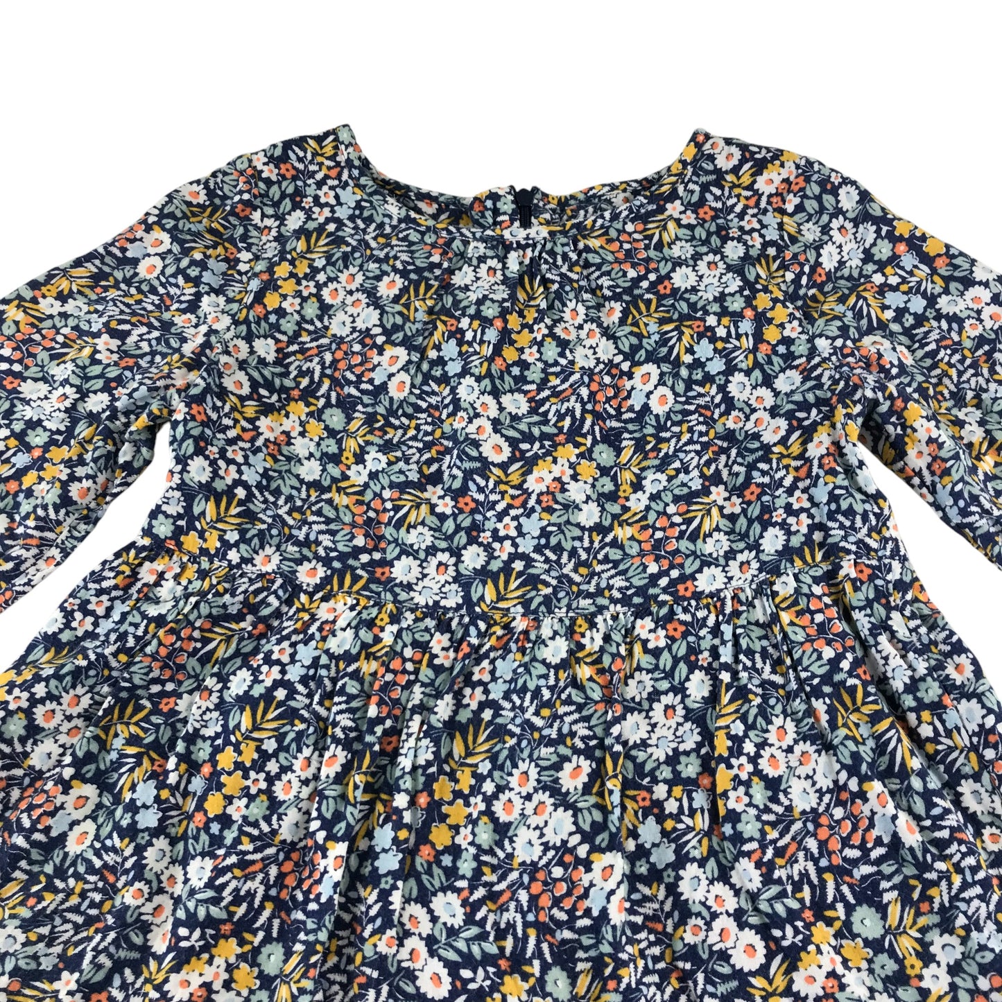 John Lewis dress 4-5 years navy and yellow floral long sleeve