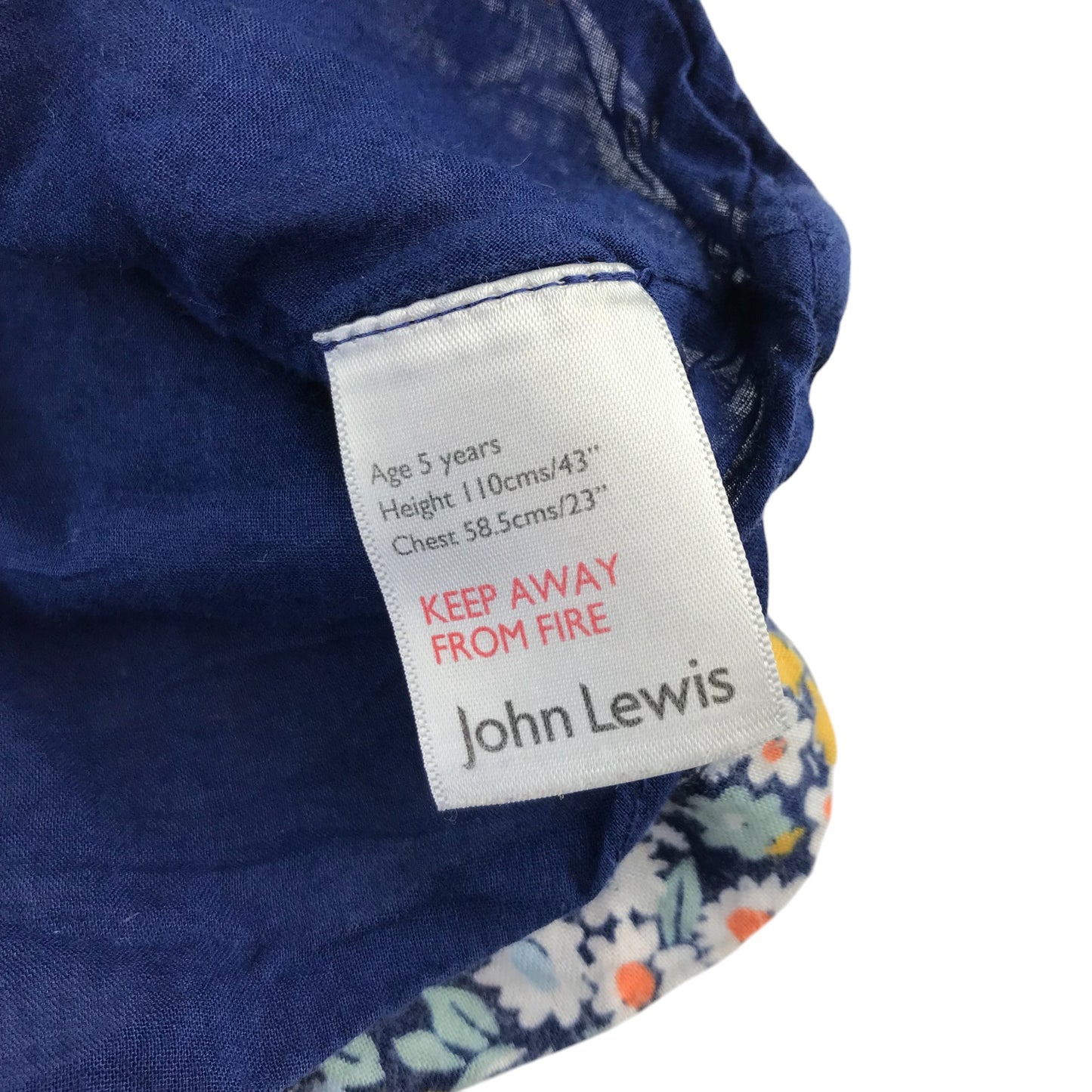 John Lewis dress 4-5 years navy and yellow floral long sleeve