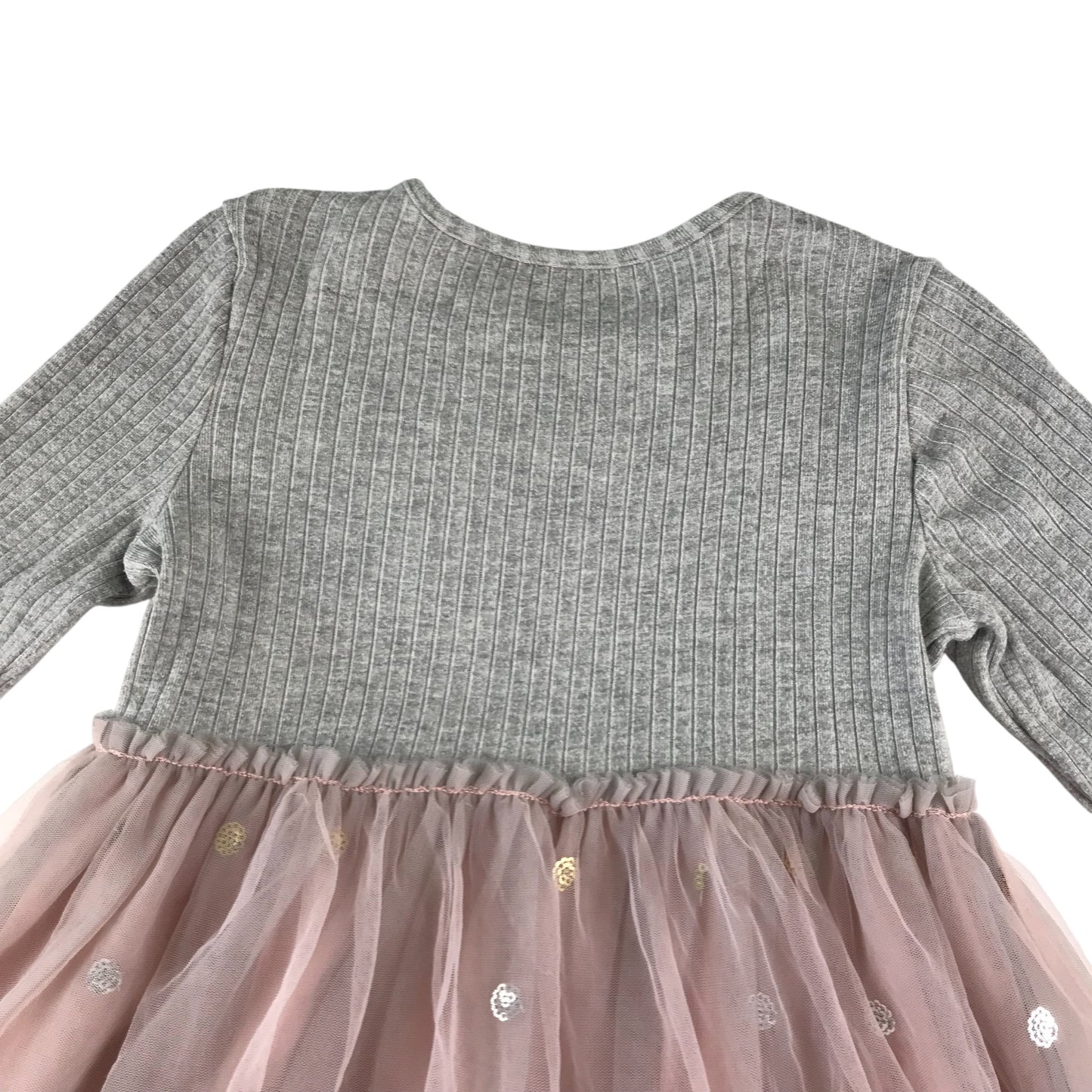 Nutmeg dress 5-6 years grey and pink t-shirt with mesh tulle skirt