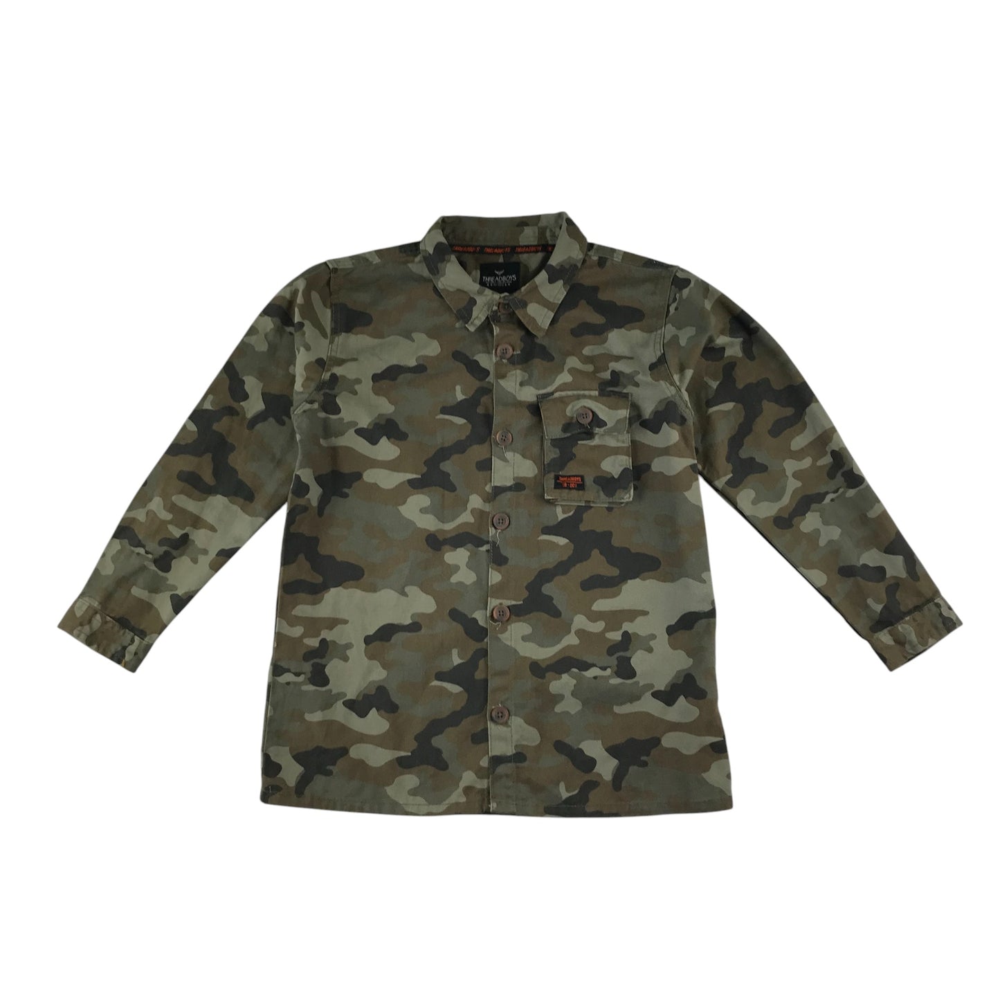Threadboys shirt 11-12 years khaki green camouflage pattern cotton