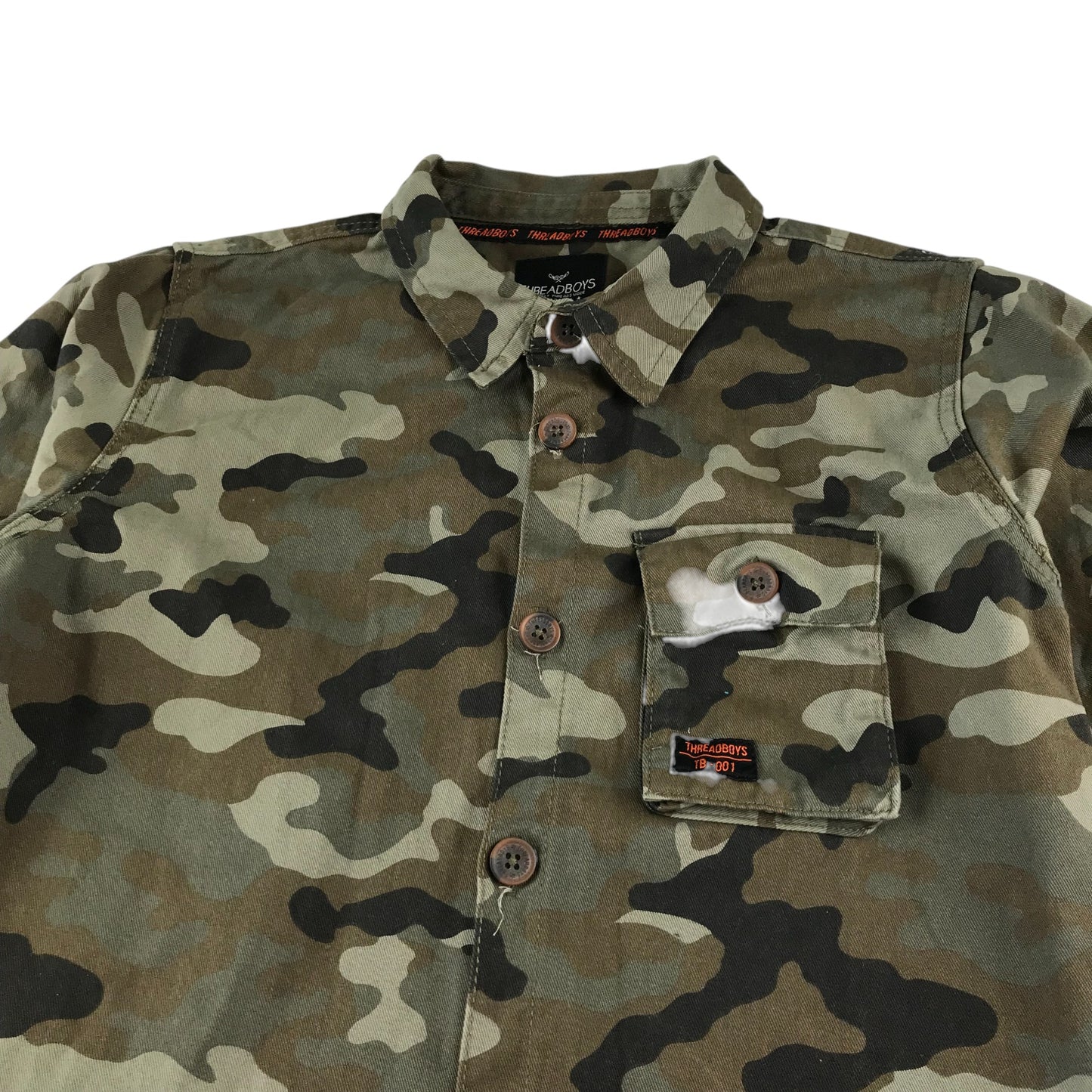 Threadboys shirt 11-12 years khaki green camouflage pattern cotton