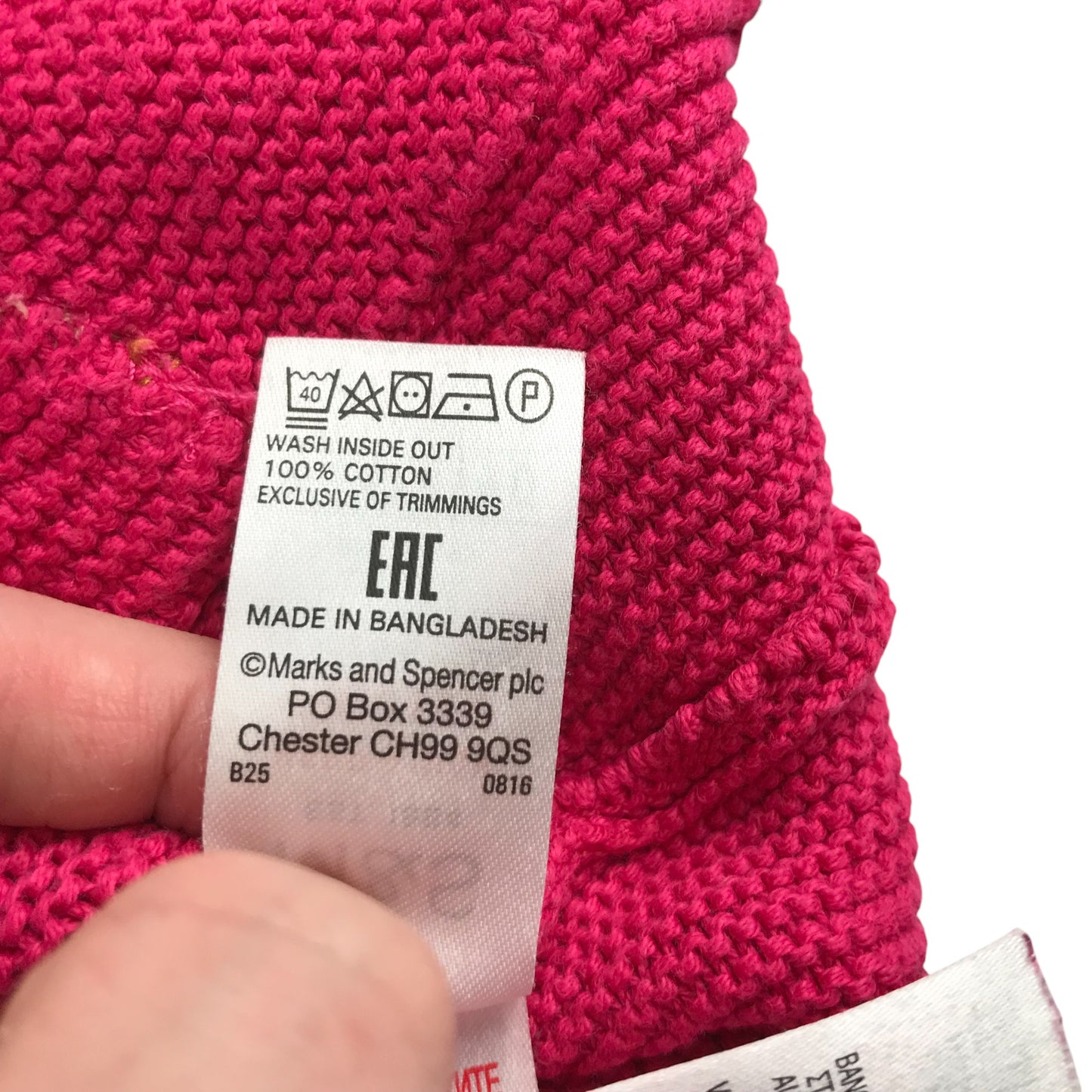 M&S cardigan 5-6 years pink knitted cloud rainbow embroidered cotton