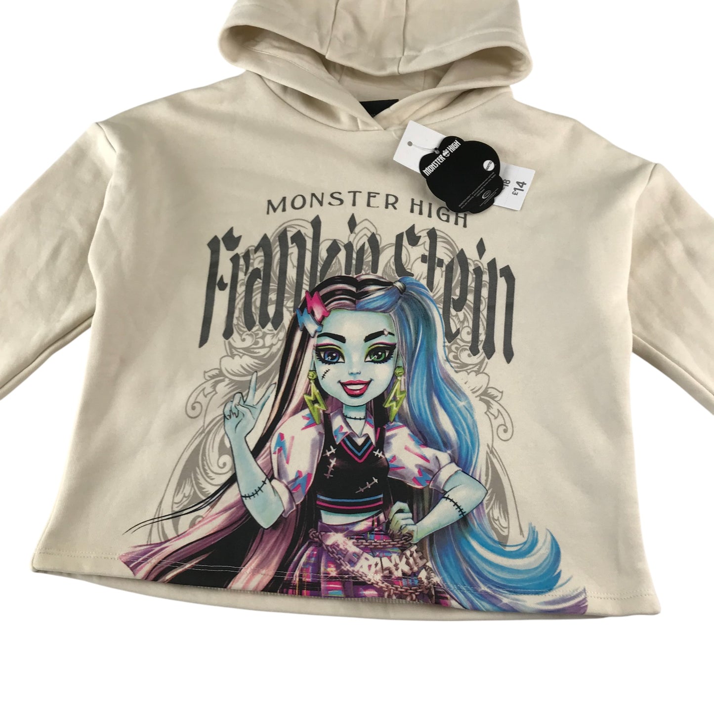F&F hoodie 8-9 years beige Monster high Frankinstein print