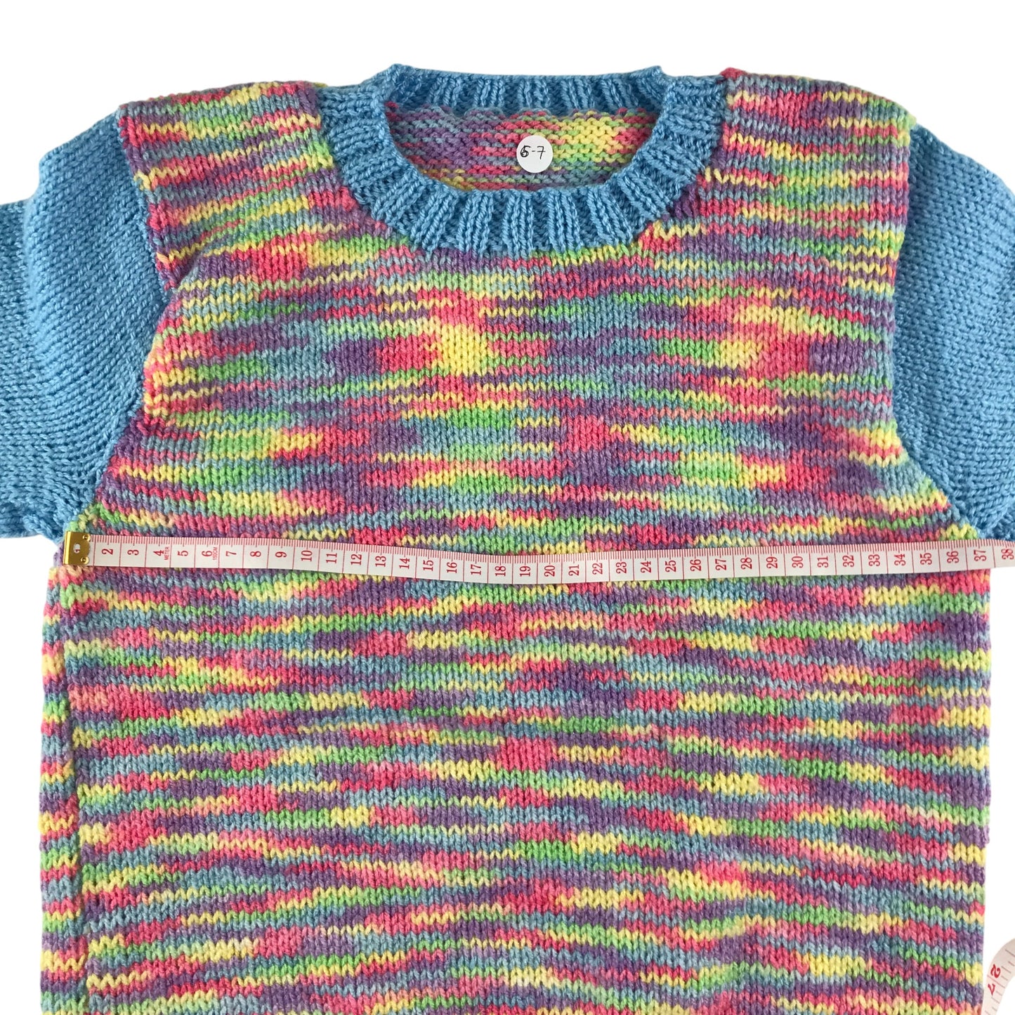 Handknitted jumper 6-7 years multicolour long sleeve crew neck