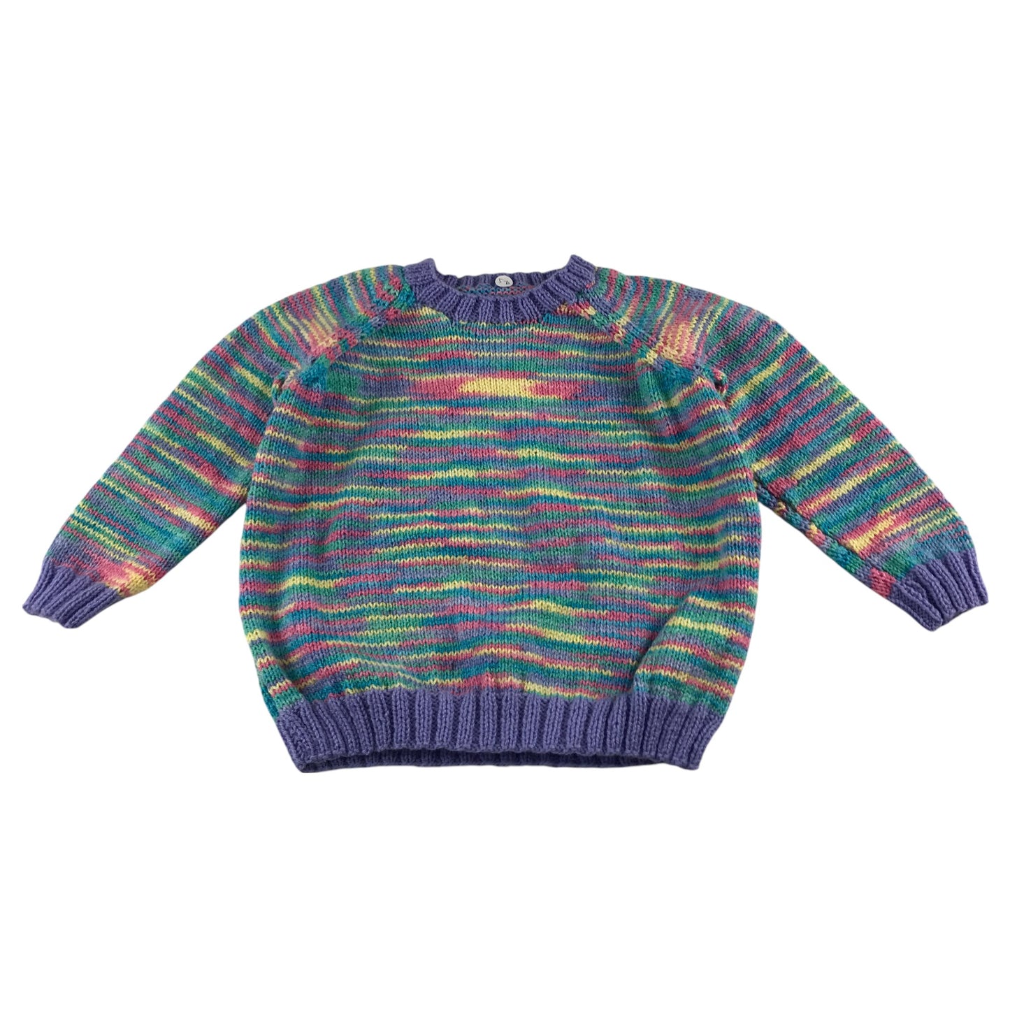 Handknitted jumper 5-6 years lilac and multicolour pattern