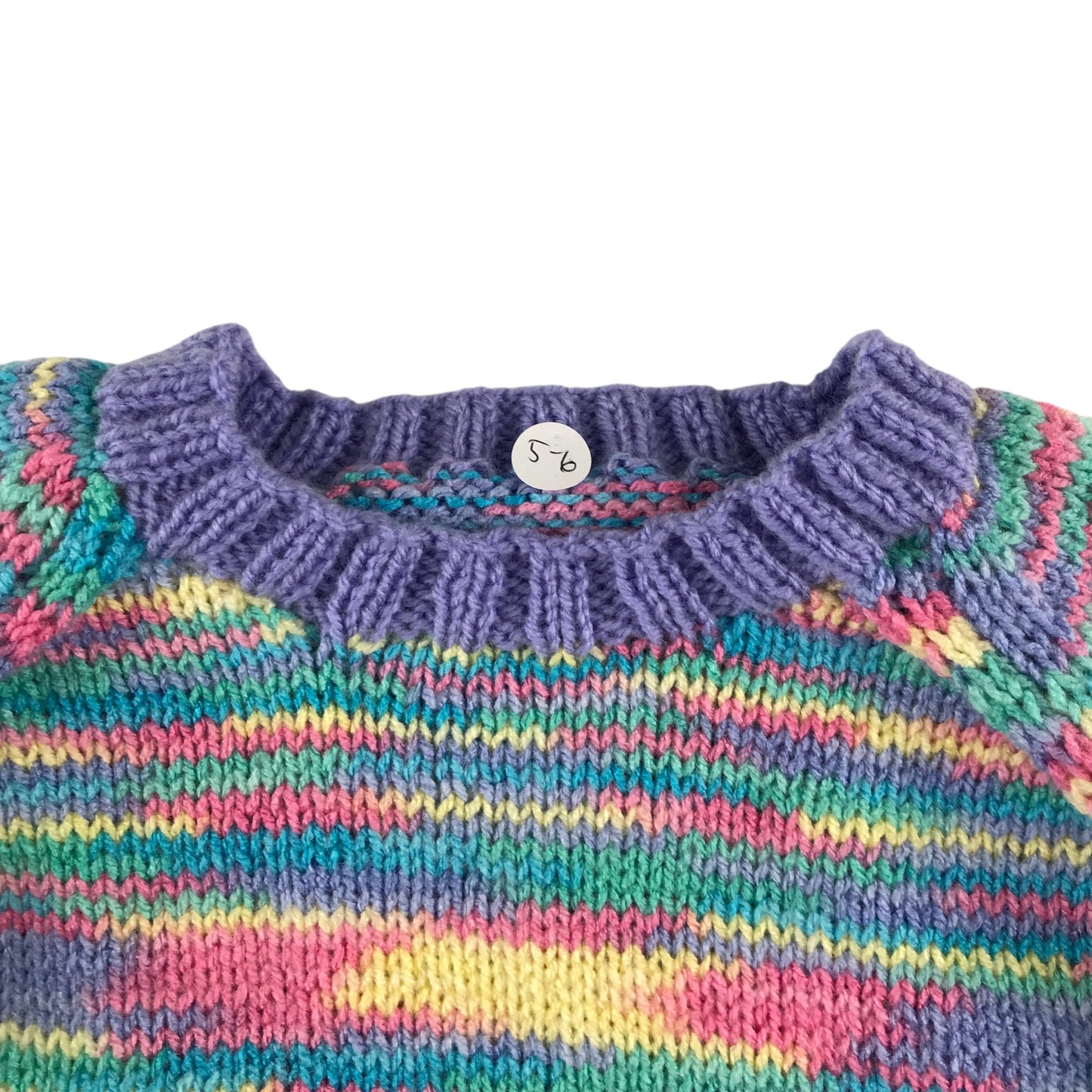 Handknitted jumper 5-6 years lilac and multicolour pattern