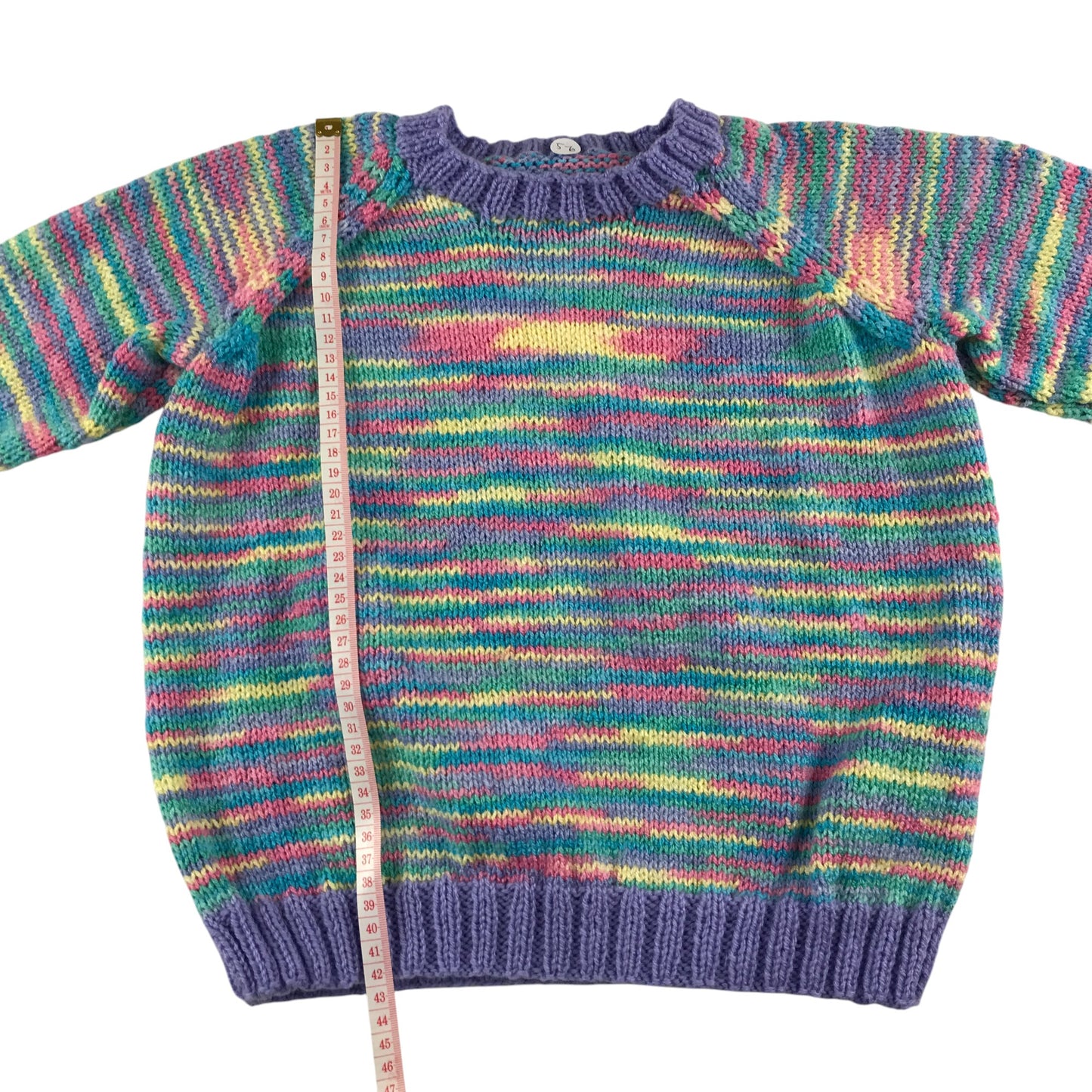 Handknitted jumper 5-6 years lilac and multicolour pattern