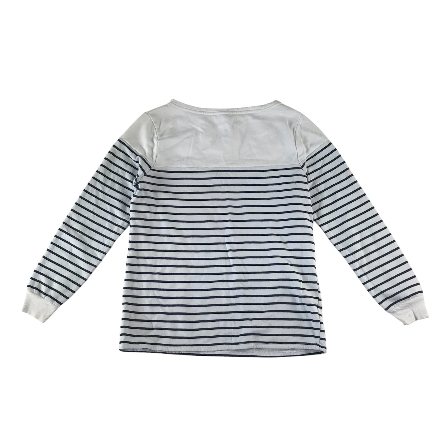 George sweater women's S white with black strips glittery sequin Mikey Mouse cotton
