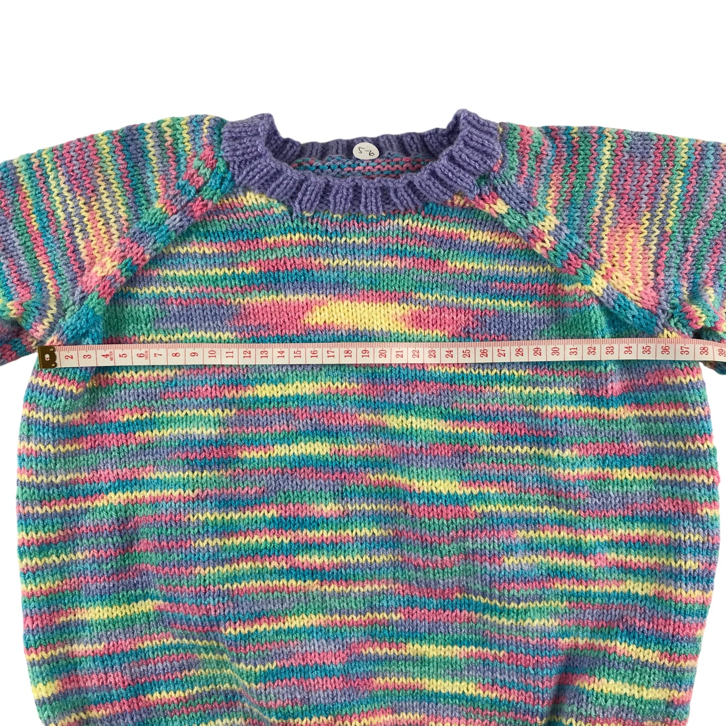 Handknitted jumper 5-6 years lilac and multicolour pattern
