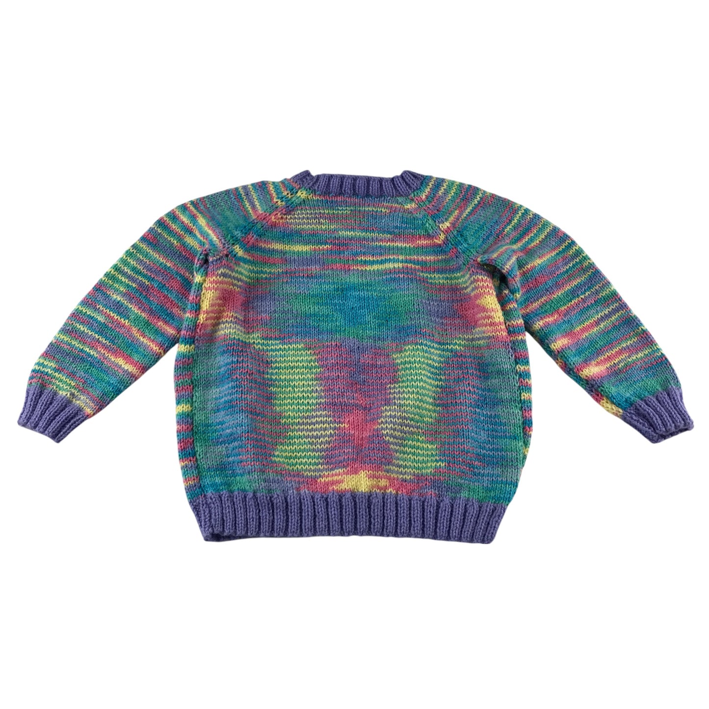 Handknitted jumper 5-6 years lilac and multicolour pattern