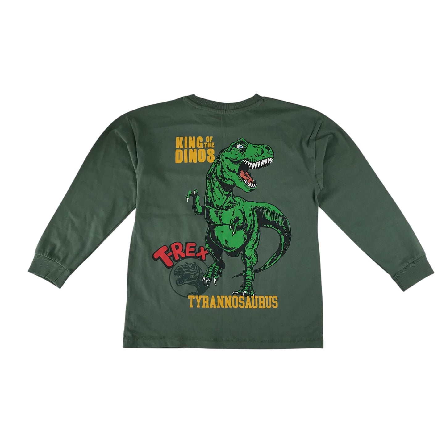 Next t-shirt 7-8 years khaki dinosaur t-rex print cotton