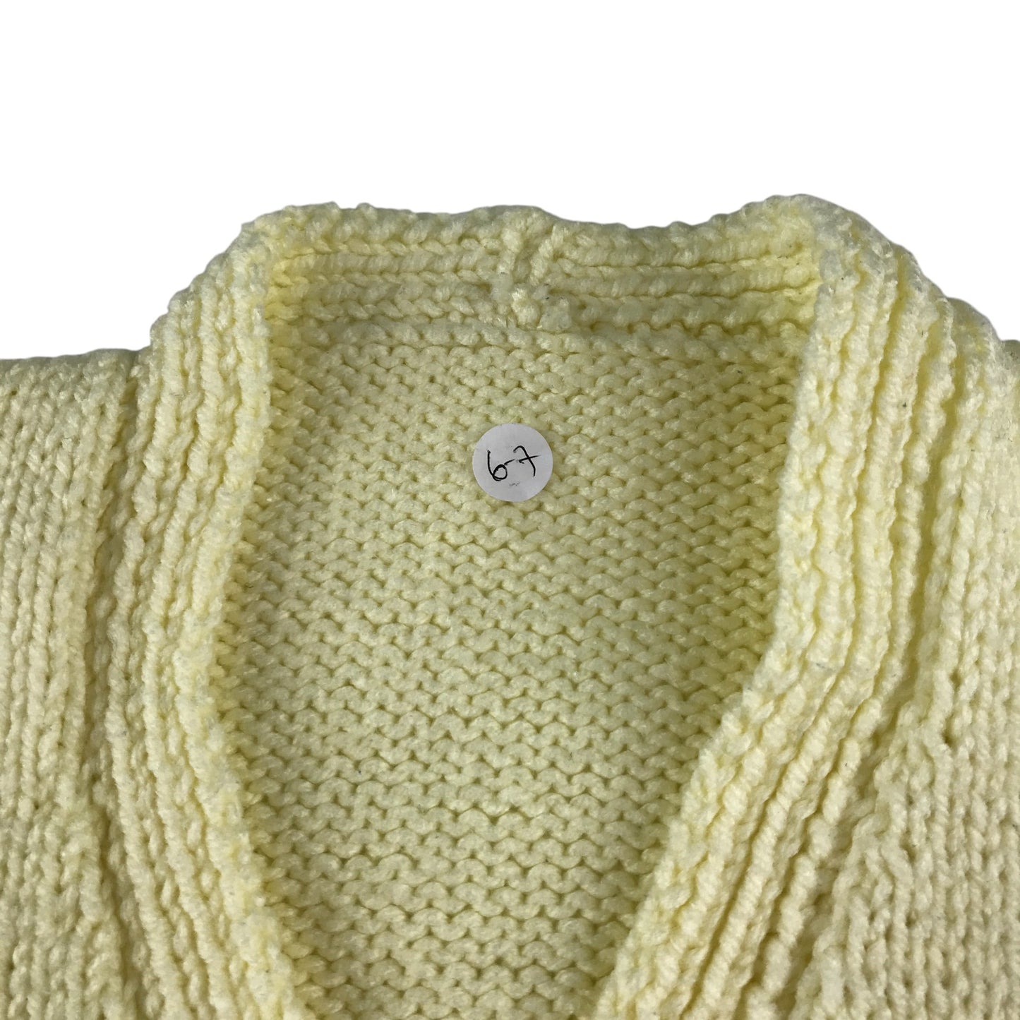 Handknitted cardigan 5-6 years white with wooden buttons