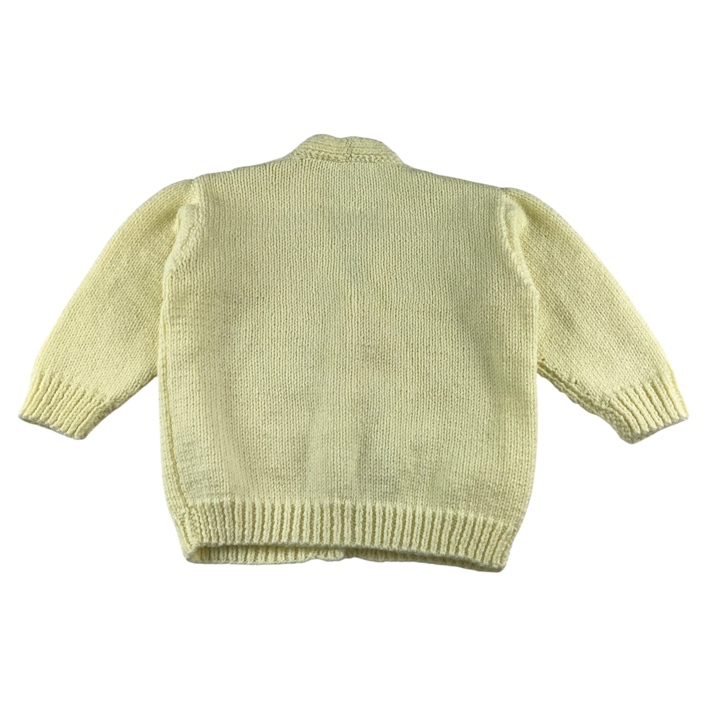 Handknitted cardigan 5-6 years white with wooden buttons