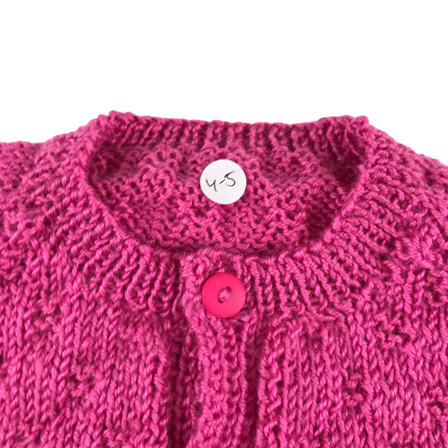 Handknitted cardigan 4-5 years fuchsia pink button up