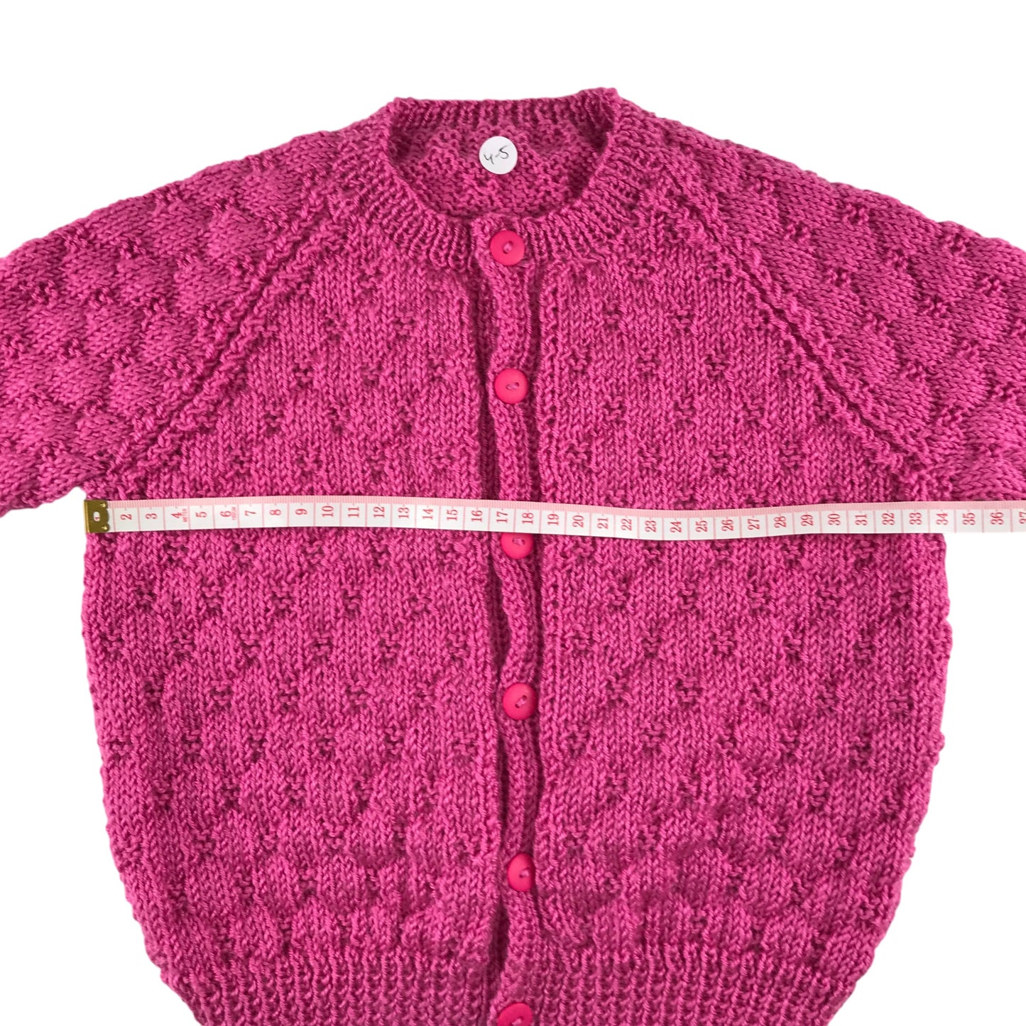 Handknitted cardigan 4-5 years fuchsia pink button up