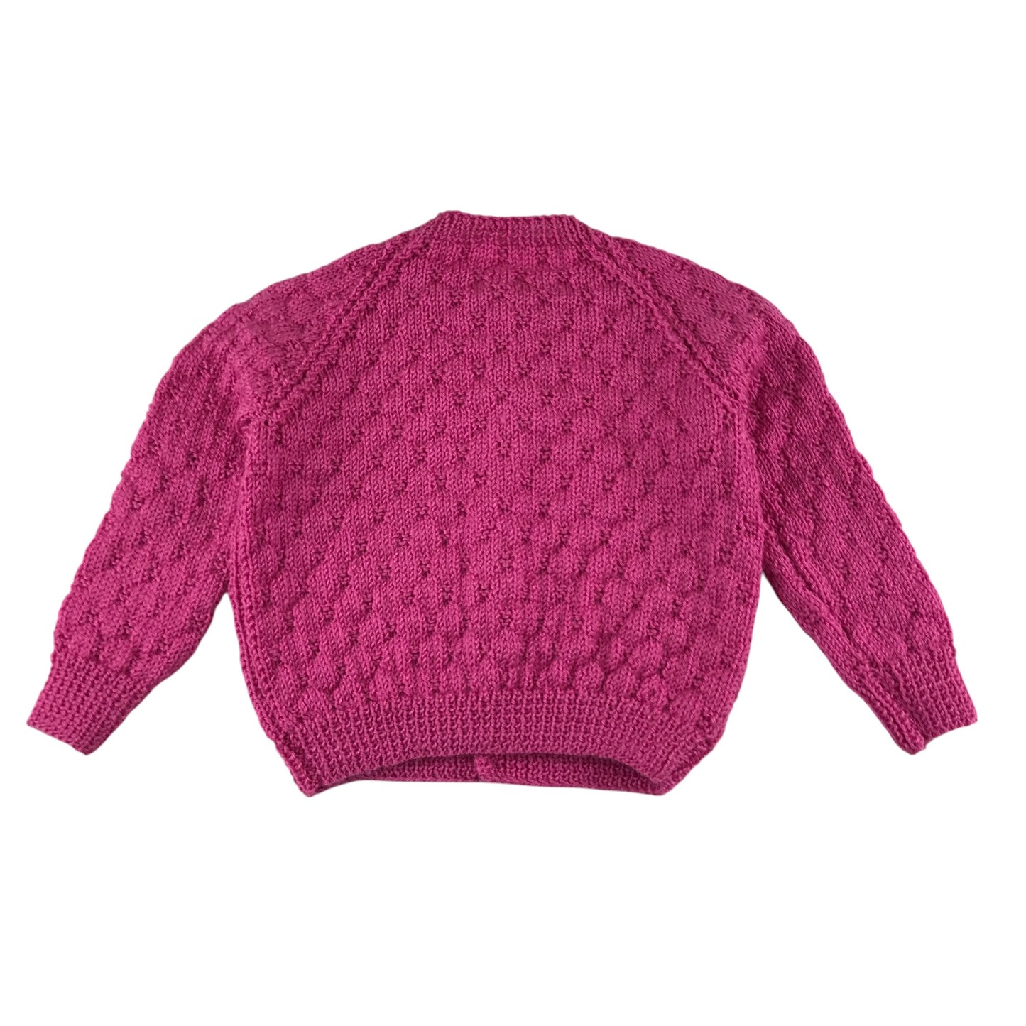 Handknitted cardigan 4-5 years fuchsia pink button up
