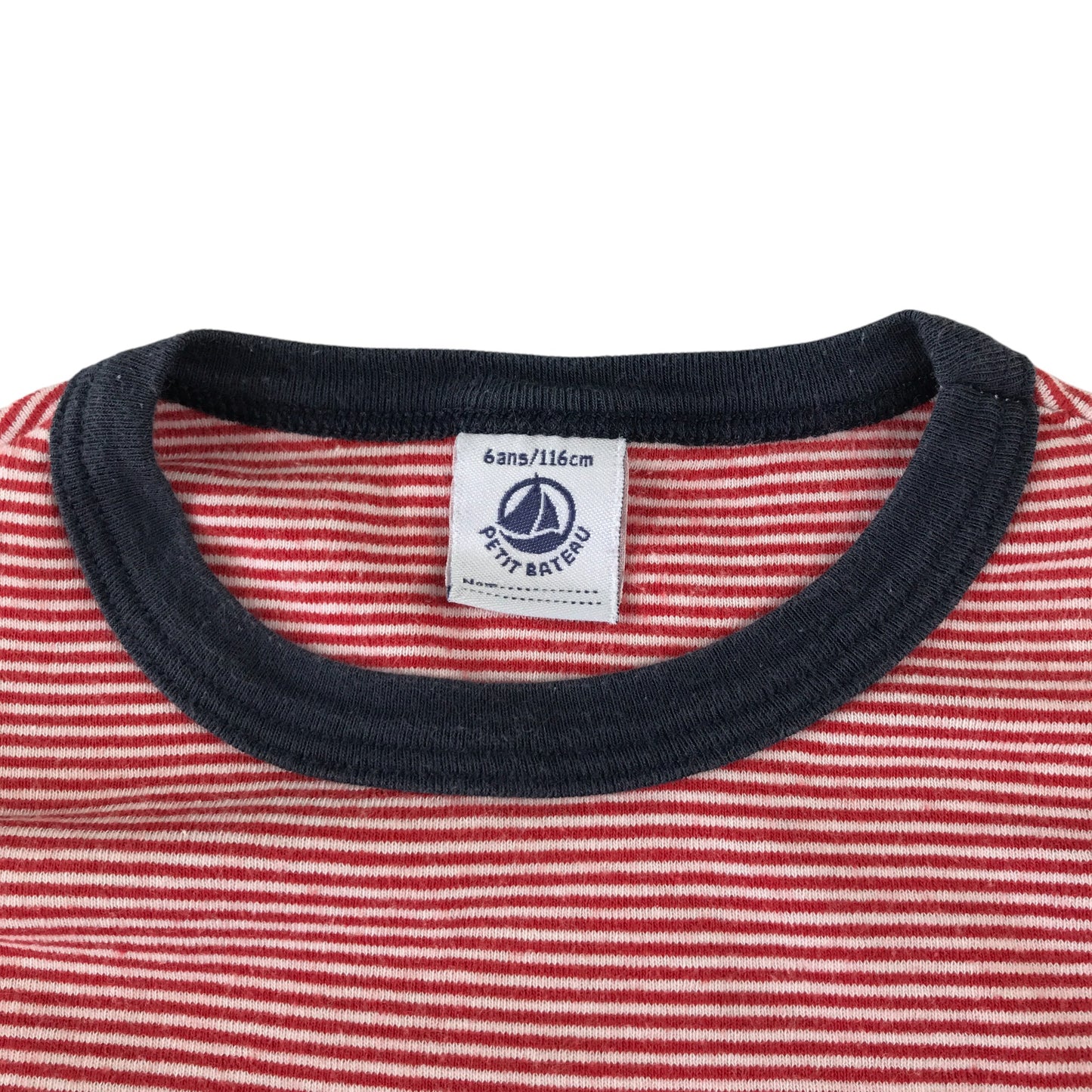 Petit Bateau t-shirt 5-6 years red and white stripy with graphic design cotton
