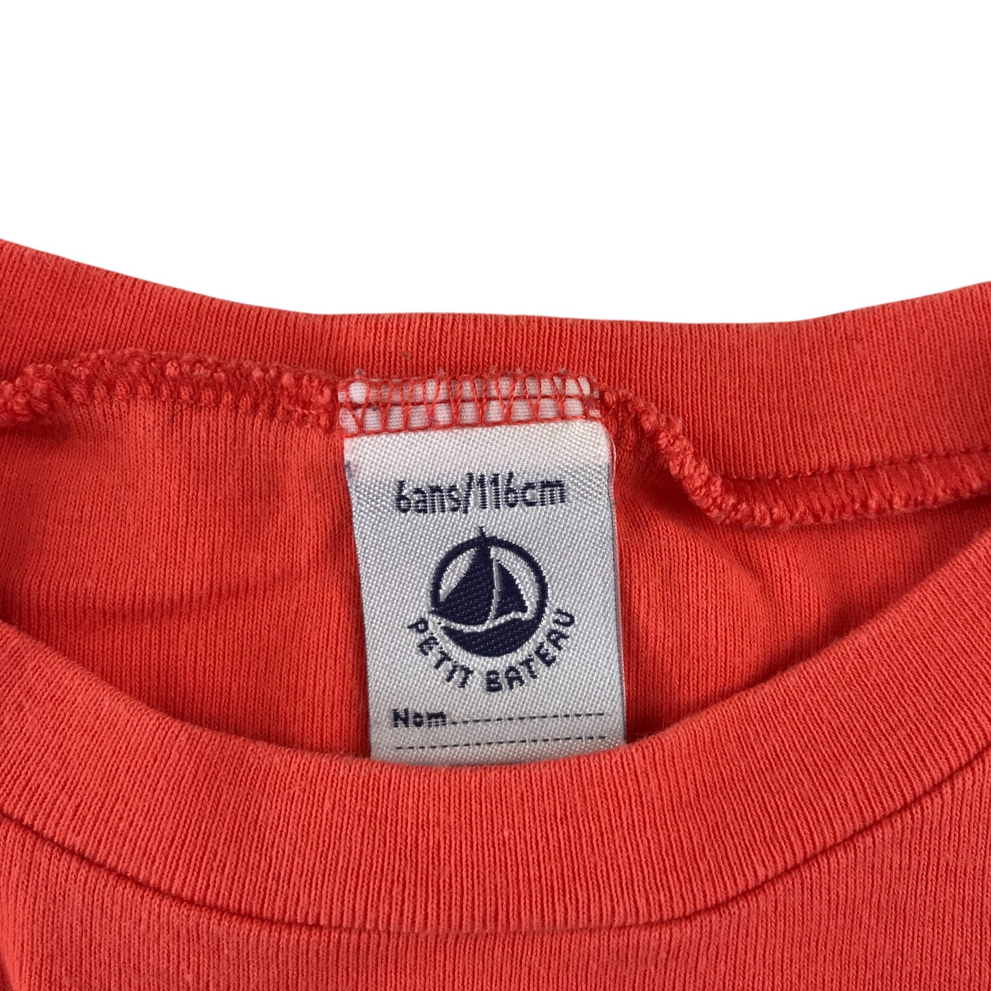 Petit Bateau t-shirt 5-6 years orange with grey front pocket