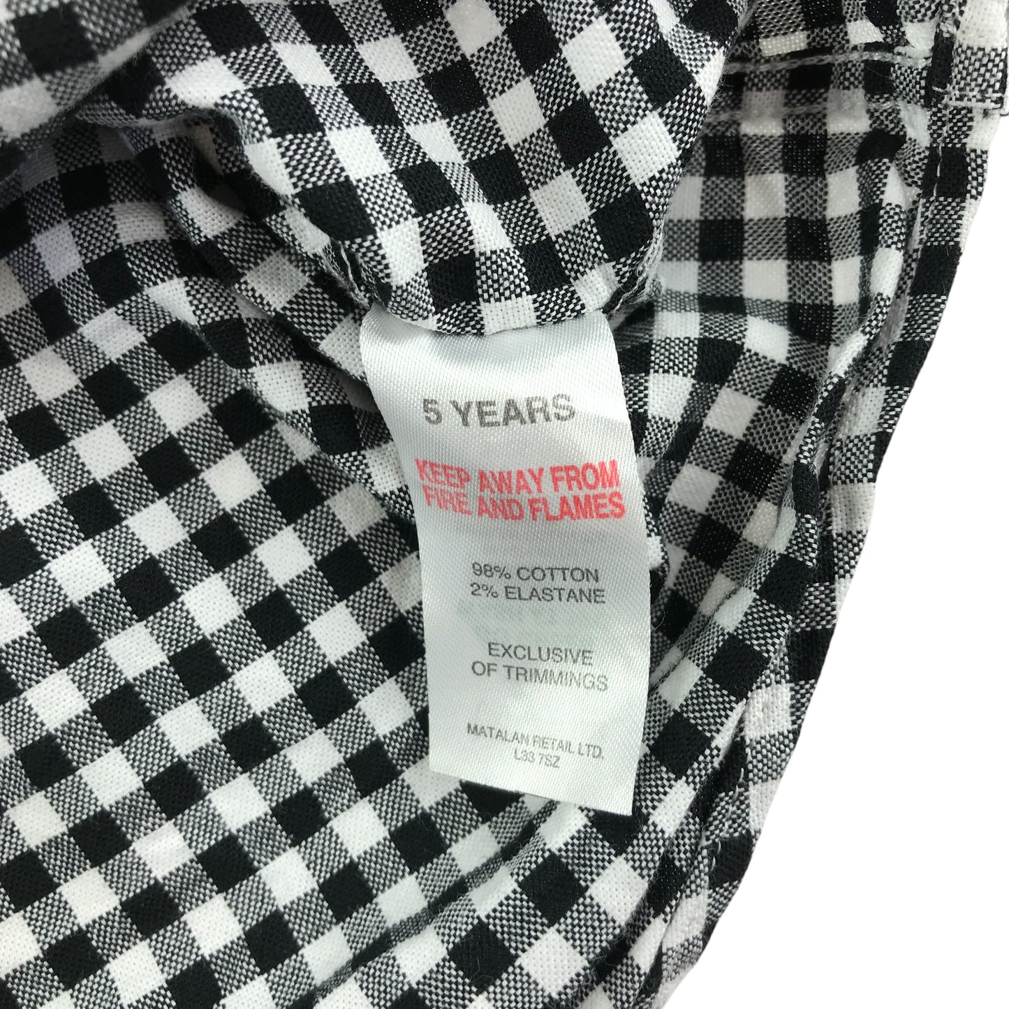 Matalan shirt 4-5 years black and white checked button up