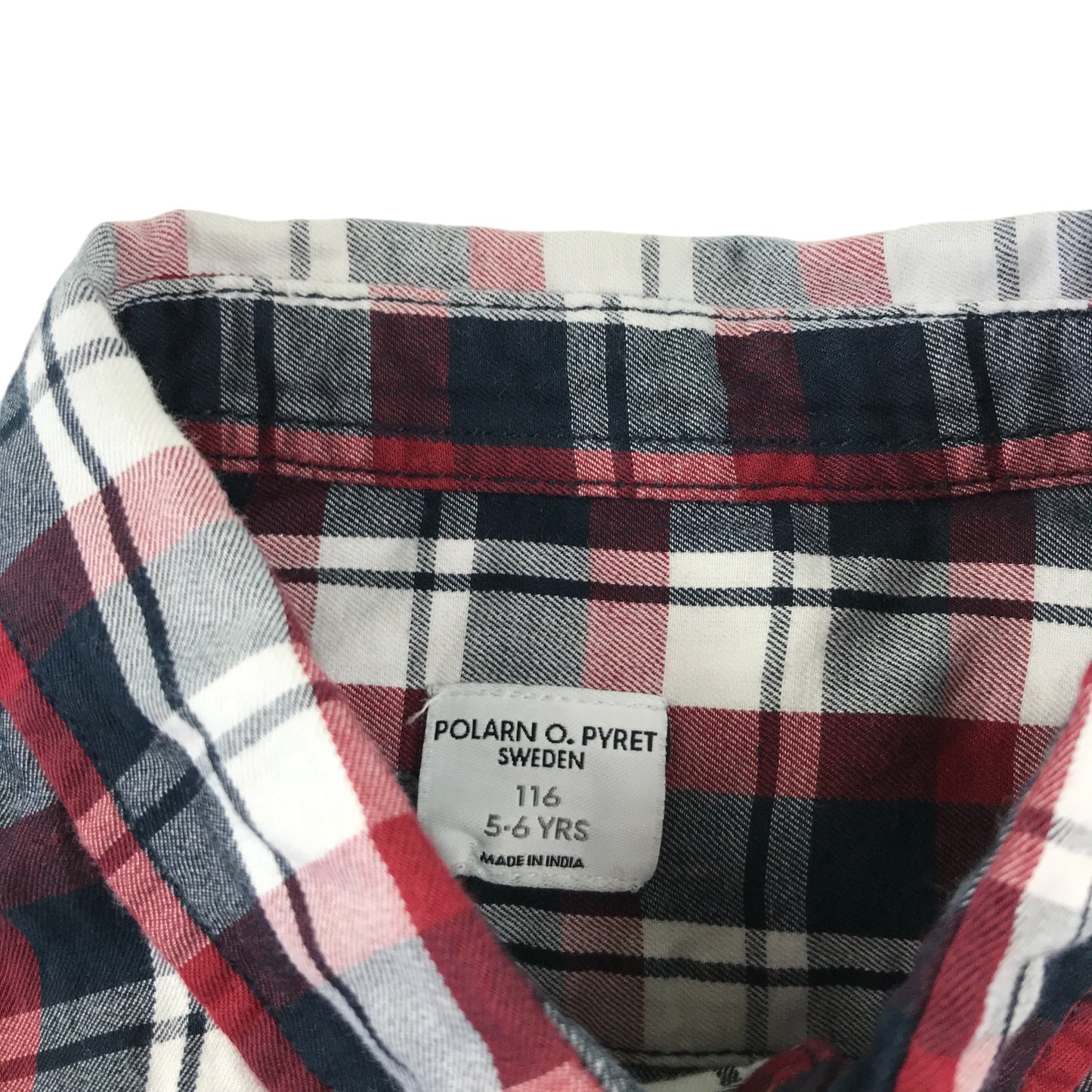 Polarn O Pyret shirt 5-6 years red checked button up cotton