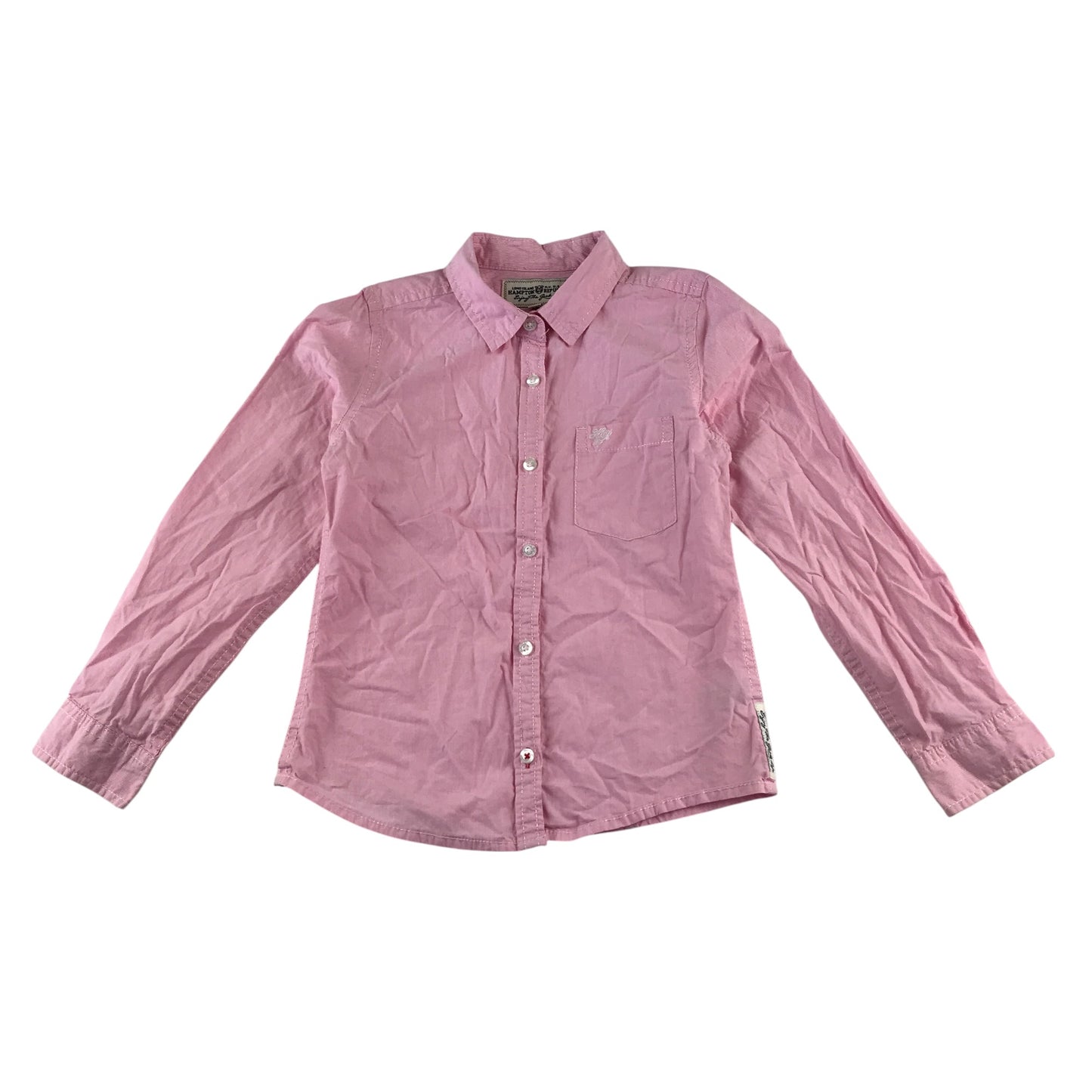 Kappahl shirt 6-7 years pink with white stripes button up cotton